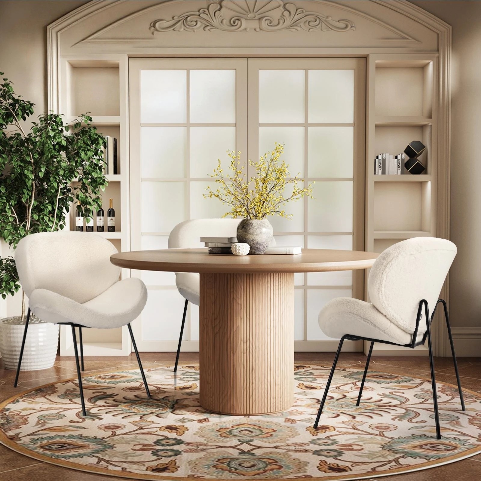 6 Oikiture 2pcs Armchair Dining Chair Accent Chairs Tub Armchairs Sherpa
 - White, 6 of 10