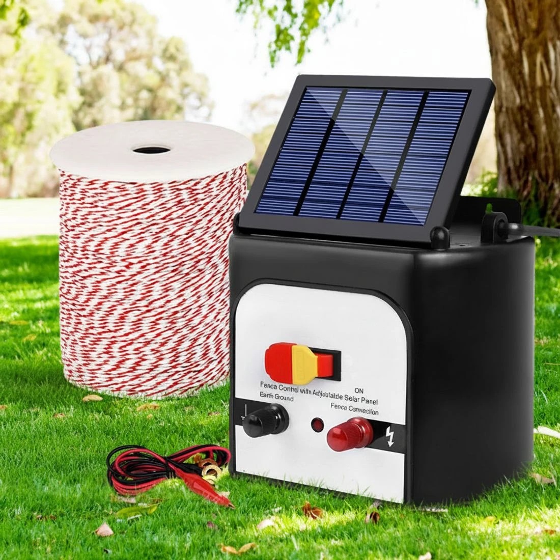 4 Giantz Fence Energiser 8KM Solar Powered Electric 500M Poly Wire Insulator - Multi, 4 of 4