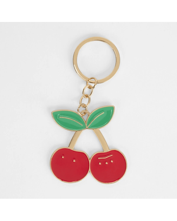 Cherry Keyring - Gold Tone and Red