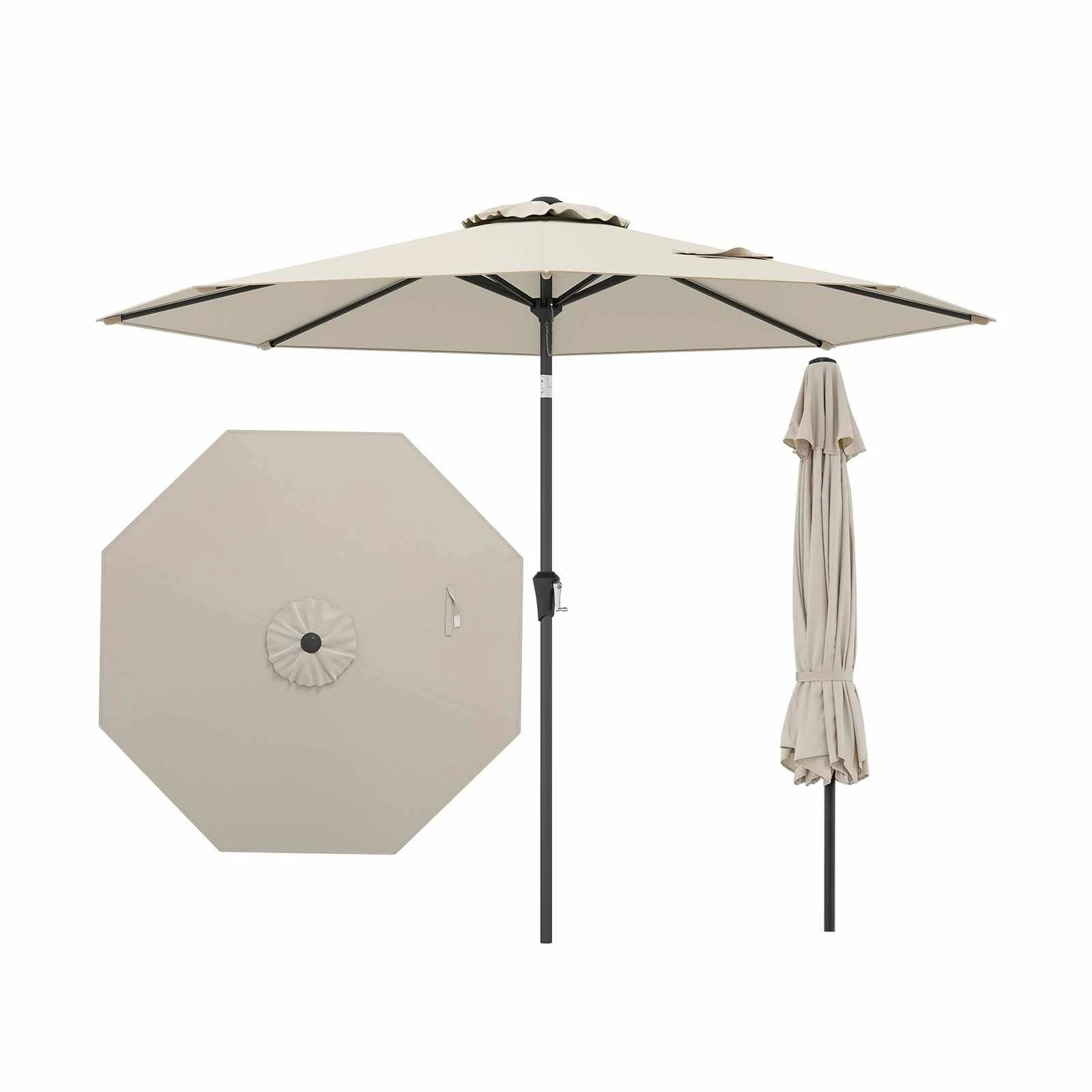 1 Costway 2.7M Beach UmbrellaTilting Parasol Sun Shelter Shade - Beige, 1 of 2