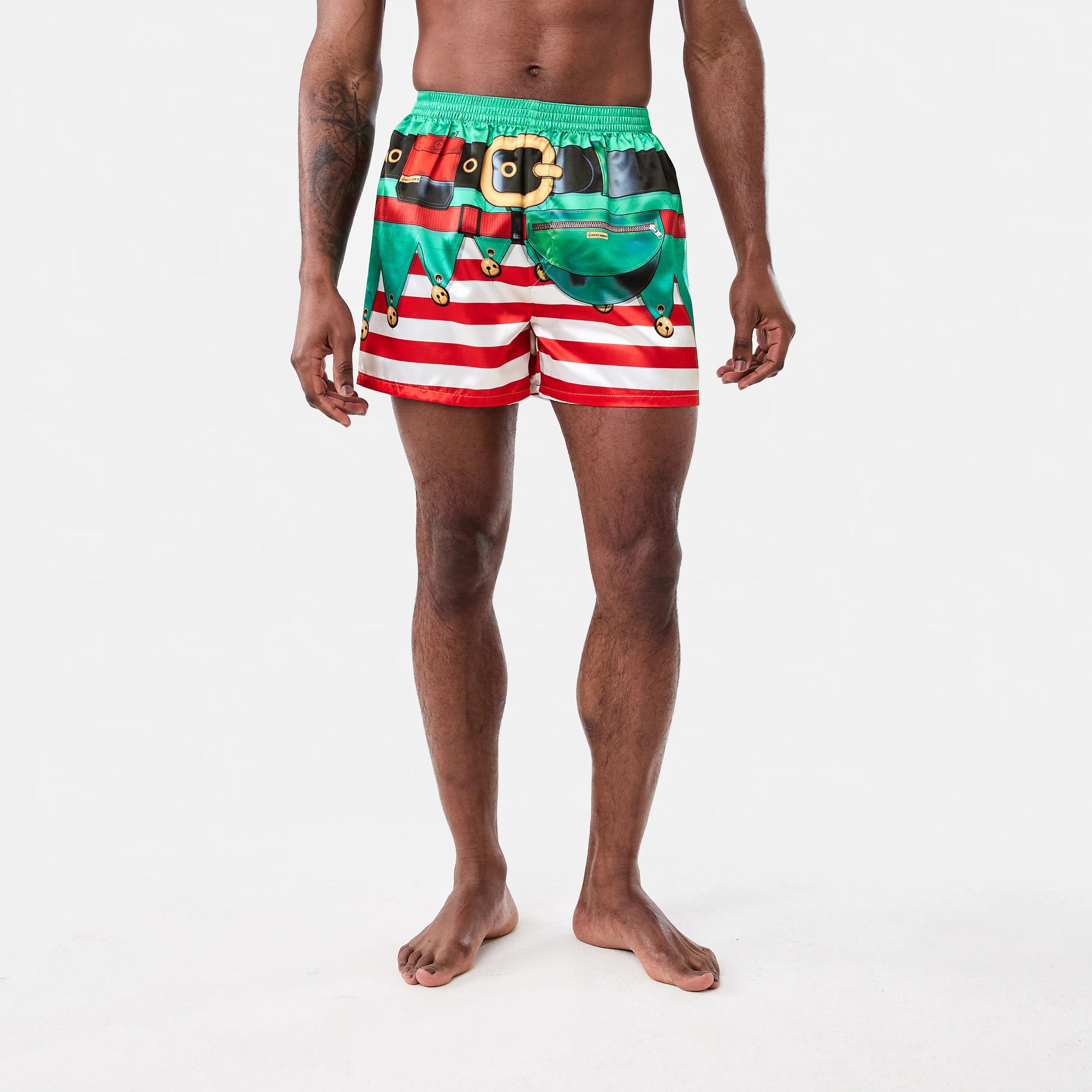 6 Printed Satin Boxers with Santa Hat Elf Suit26, 6 of 6
