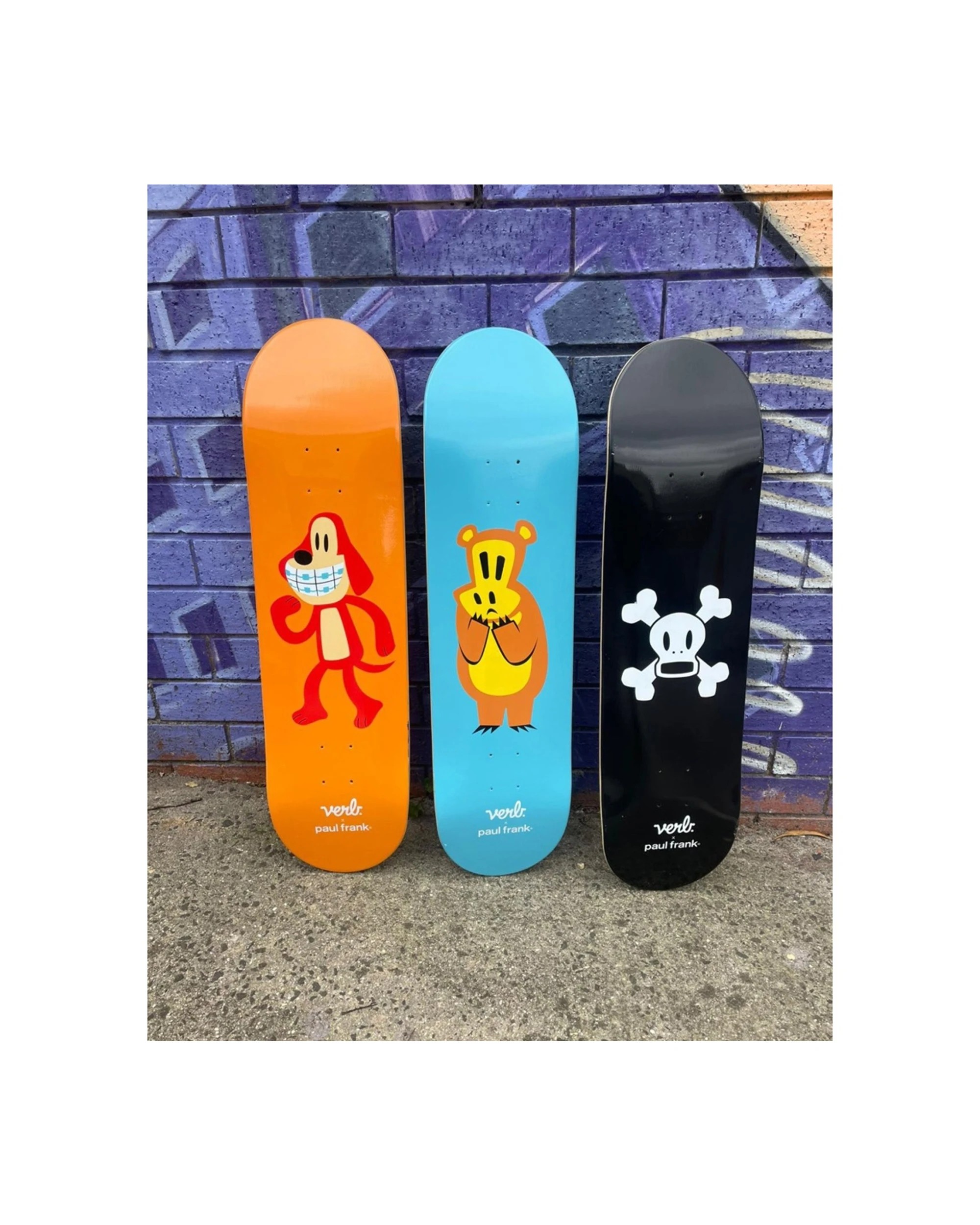 2 Verb X Paul Frank Skateboard Deck 8.25" Deck Premium Maple Core Artist-Driven Design, 2 of 3