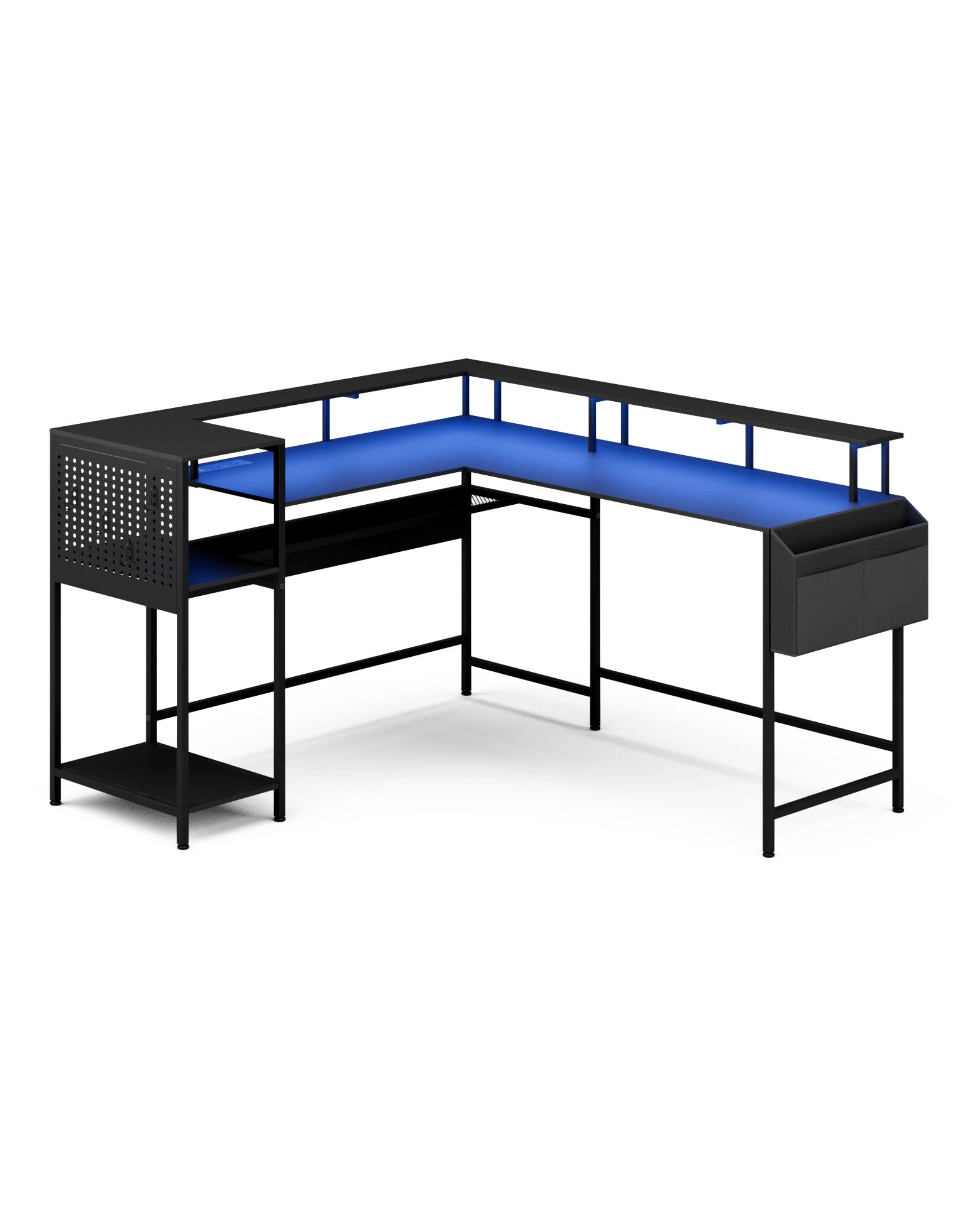 9 Advwin 150cm Convertible Gaming Computer Desk w/ LED Lights & Power Outlets  - Black, 9 of 10