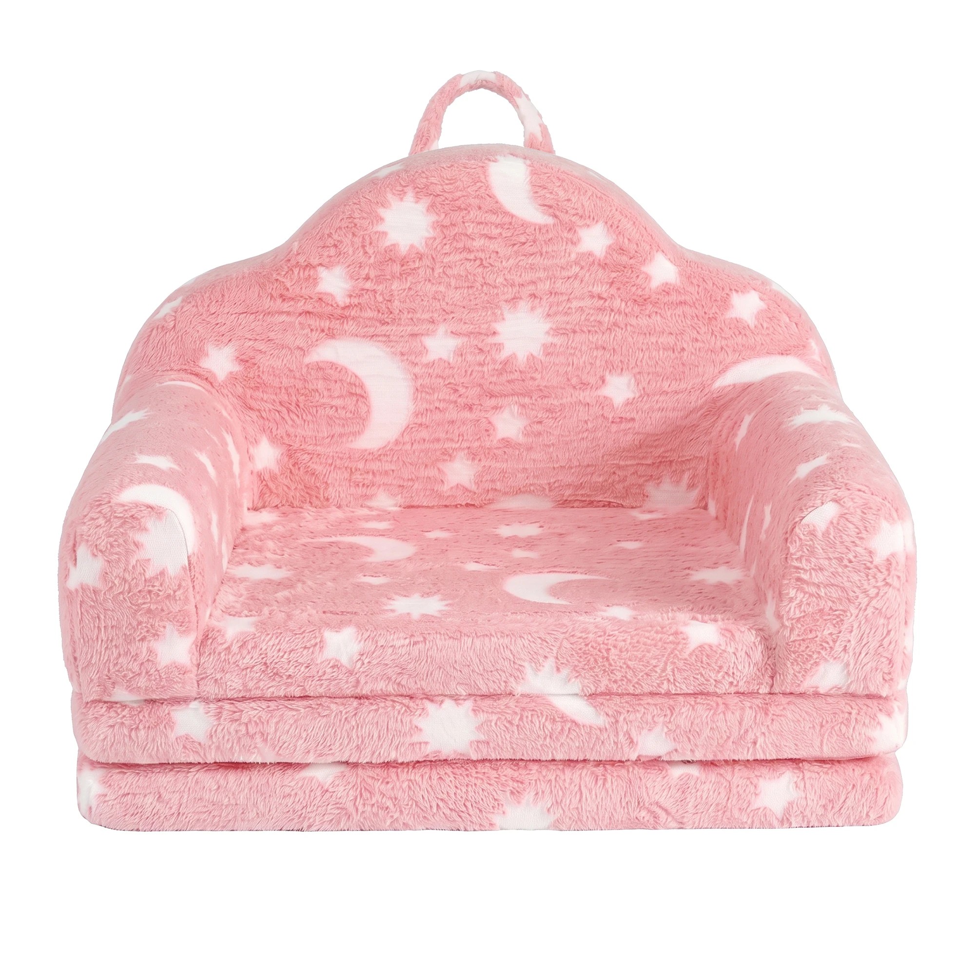 4 Keezi Kids 2-in-1 Sofa Bed Toddler Fold Out Couch Removable Washable Cover - Pink, 4 of 9