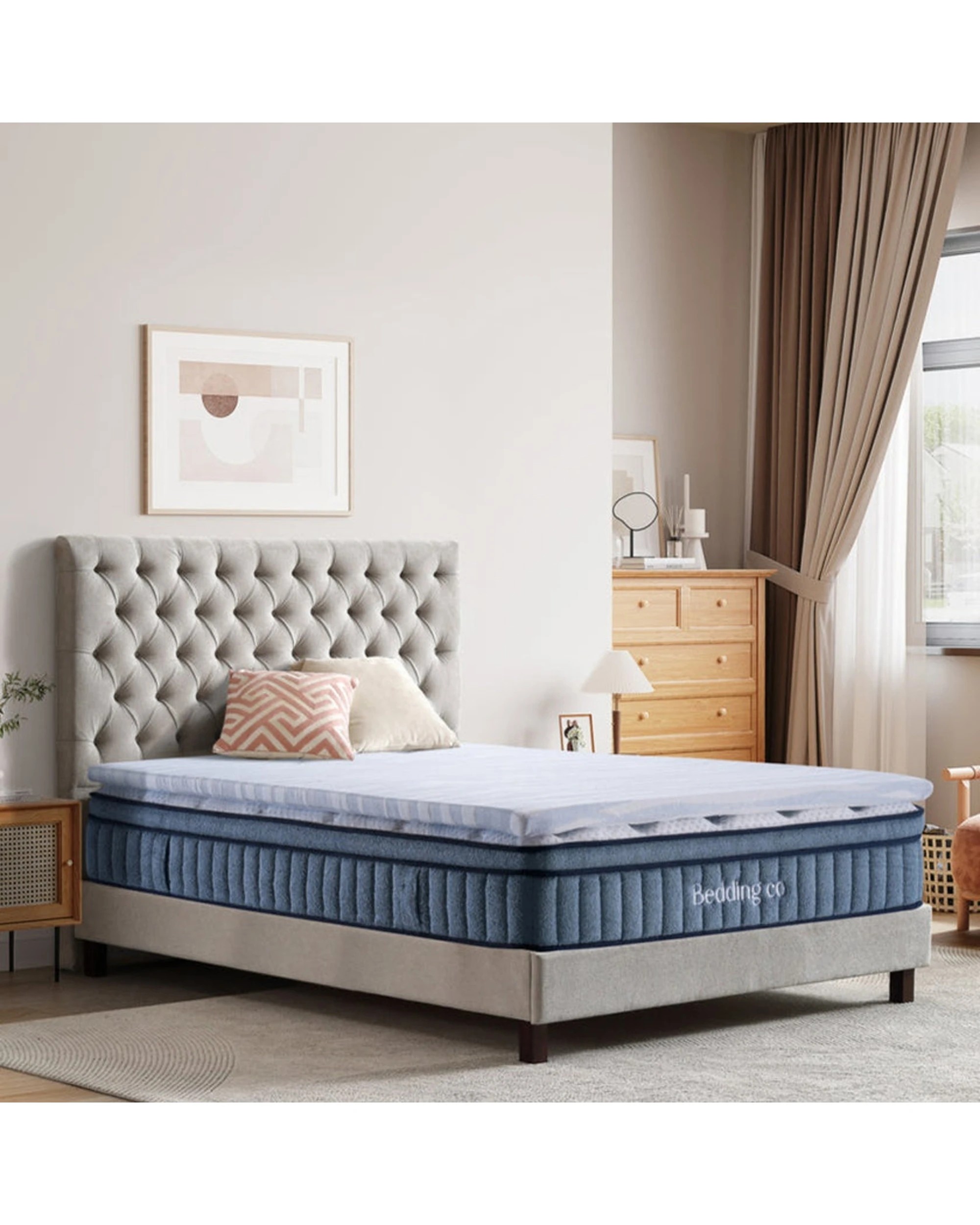 1 Bedding co Cooling Air Memory Foam Mattress Topper King - Blue, 1 of 8