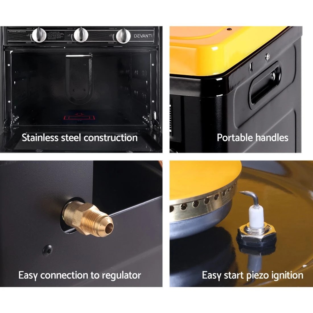 3 Devanti Portable Gas Oven LPG - Silver, 3 of 9