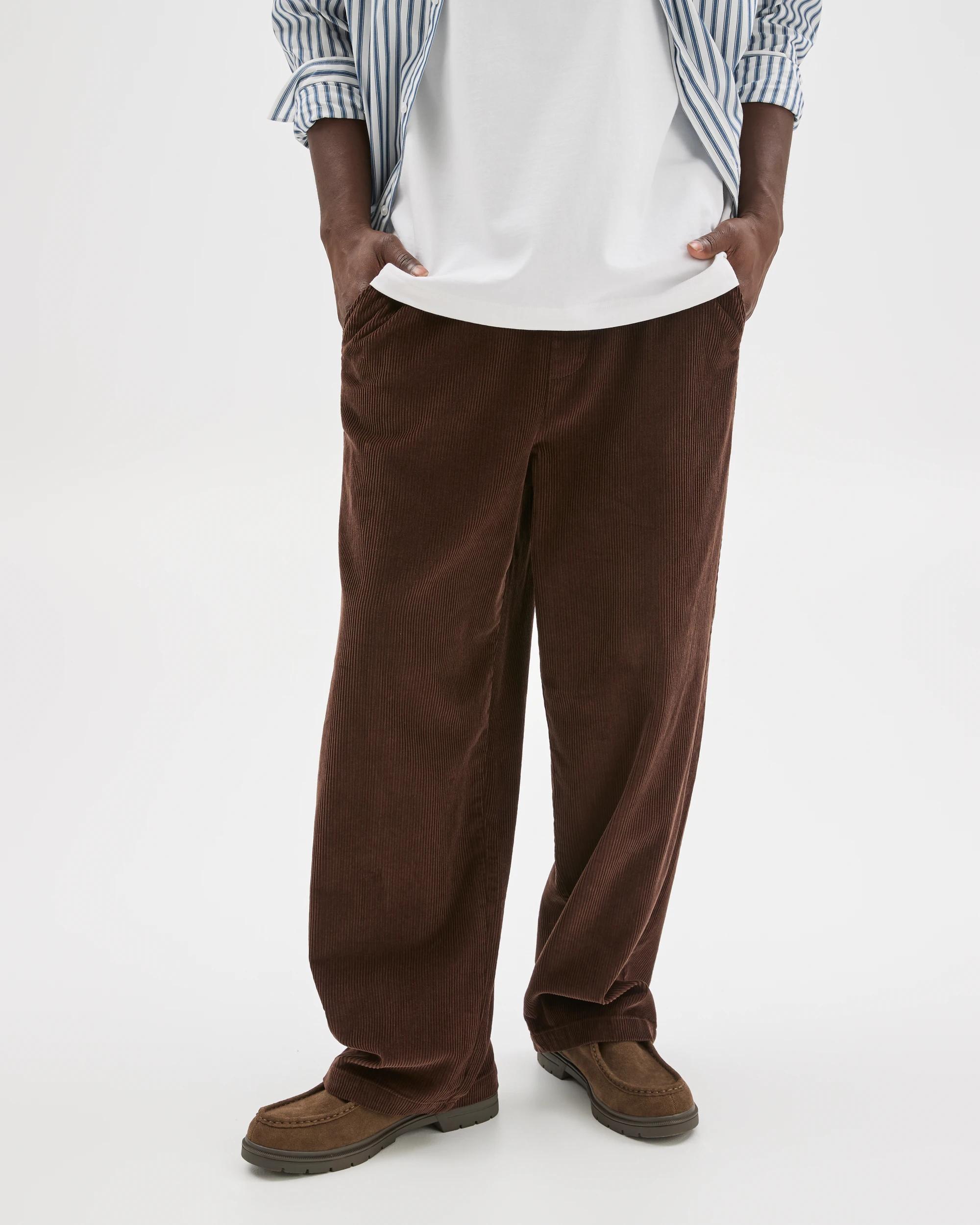 4 Commons Australian Cotton Elastic Waist Loose Fit Corduroy Pants CHOCOLATE BROWN, 4 of 6