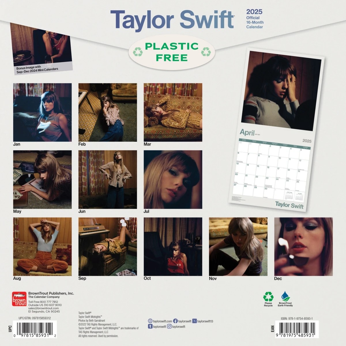 3 2025 Official 16-Month Calendar - Taylor Swift, 3 of 3