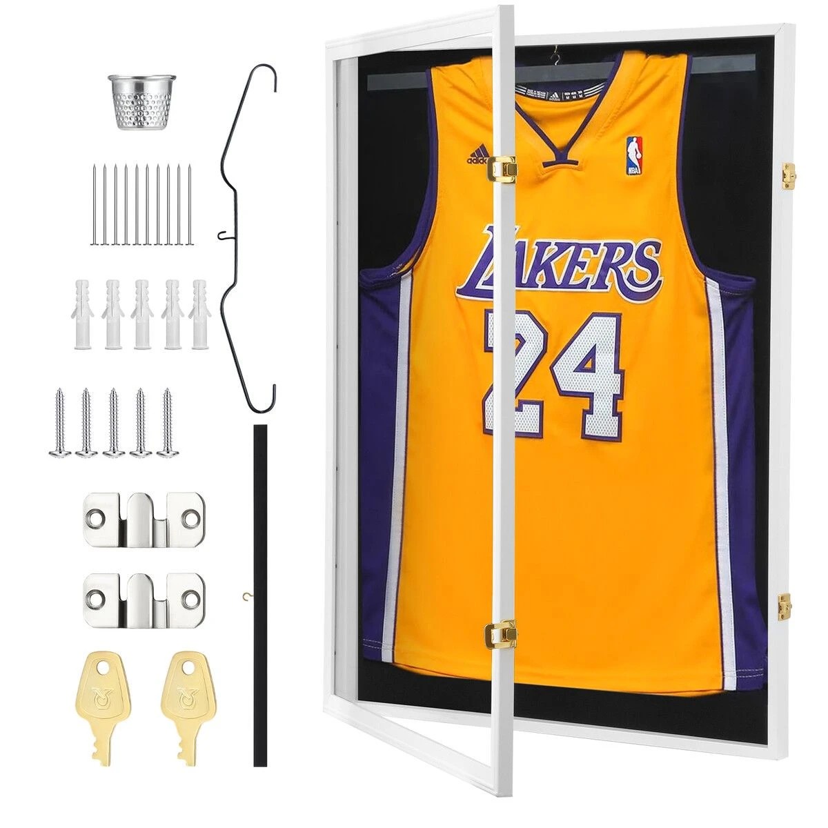 2 Ausway Jersey Display Case Frame Shadow Box Sports Memorabilia Wall Mounting Showcase Football Basketball Hockey, 2 of 4