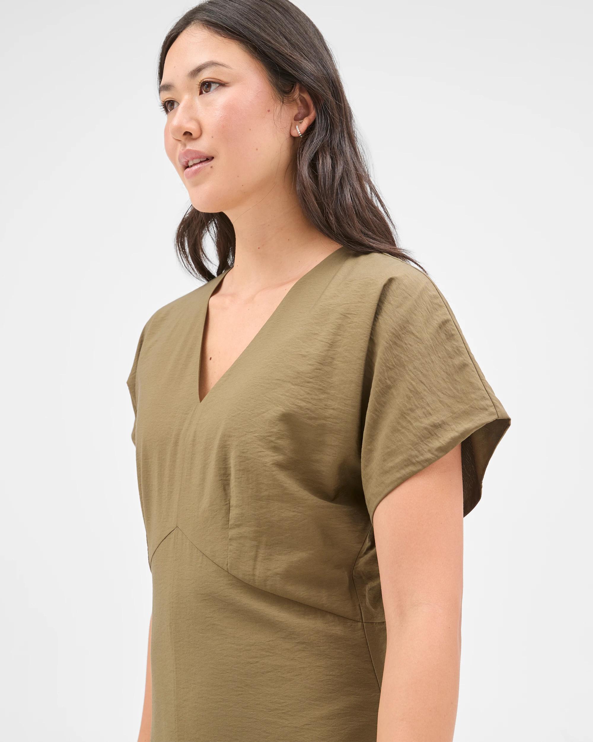 4 Preview Wendy Seam Detail Midi Dress KHAKI OLIVE, 4 of 7