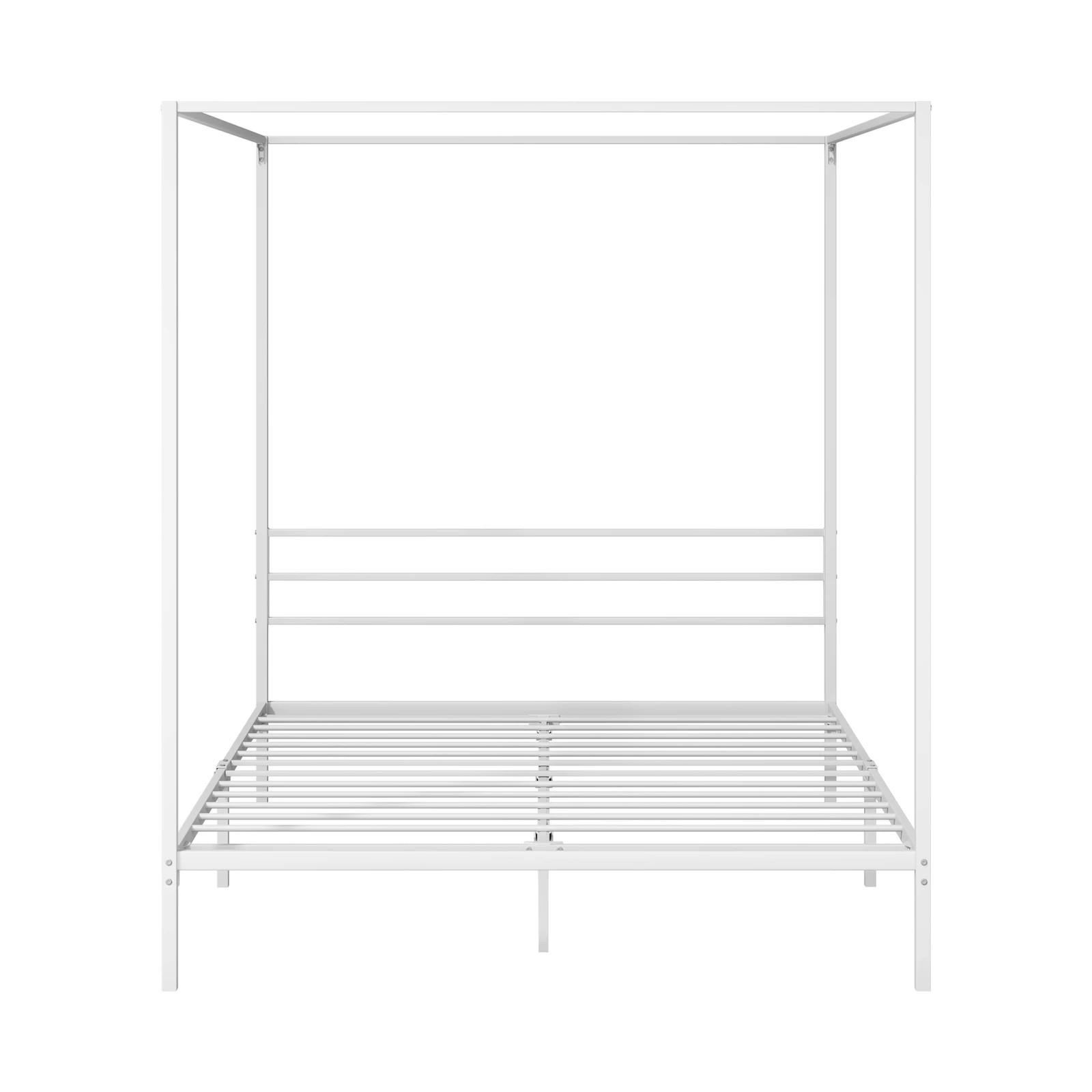 6 Oikiture Metal Canopy Bed Frame Queen Size Beds Platform
 - White, 6 of 8