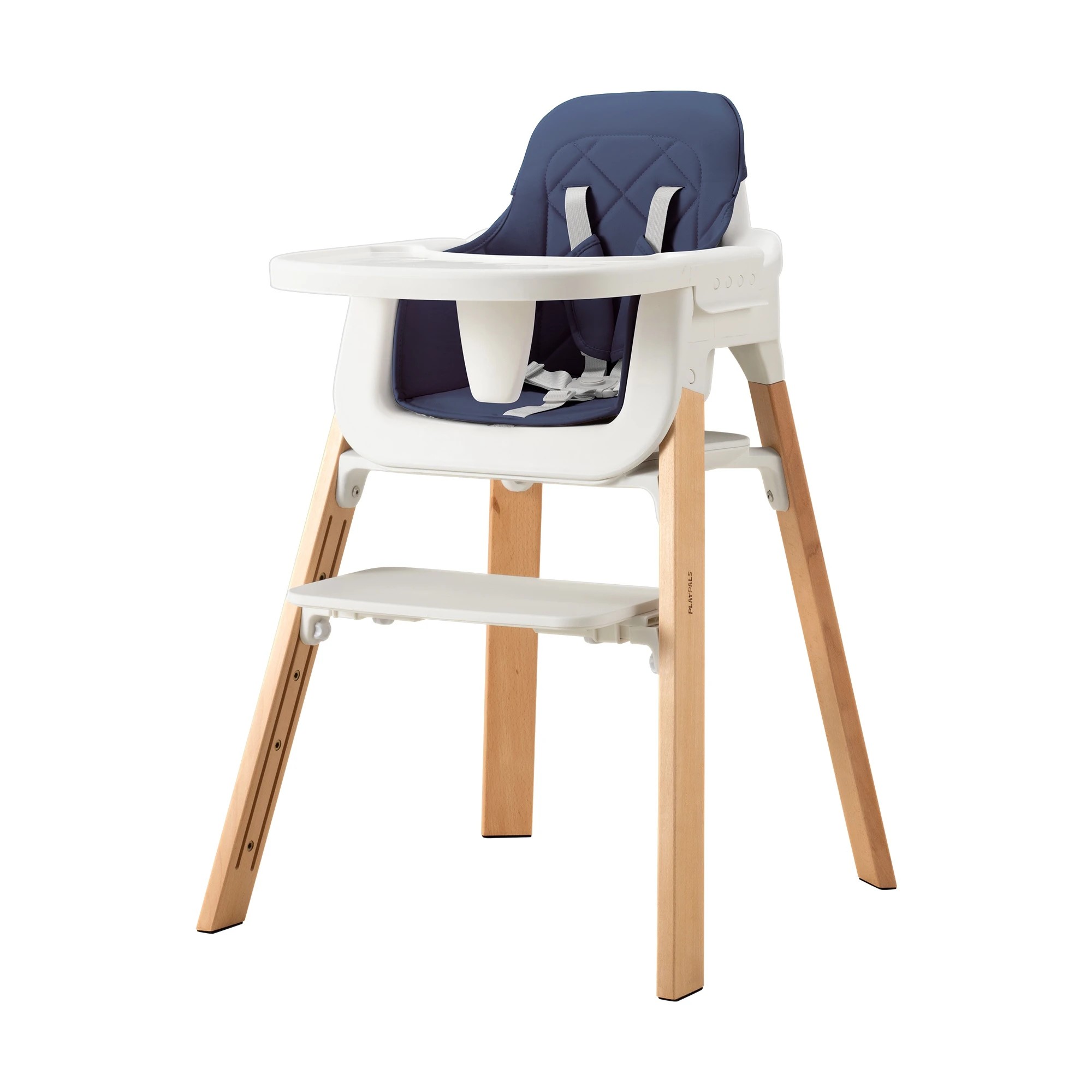1 PlayPals Baby High Chair 3-In-1 Feeding Seat Adjustable Tray and Footrest - Blue, 1 of 3
