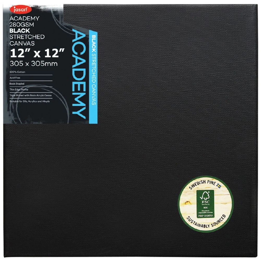 1 Jasart Stretched Thin Canvas 12 x 12" Black, 1 of 1