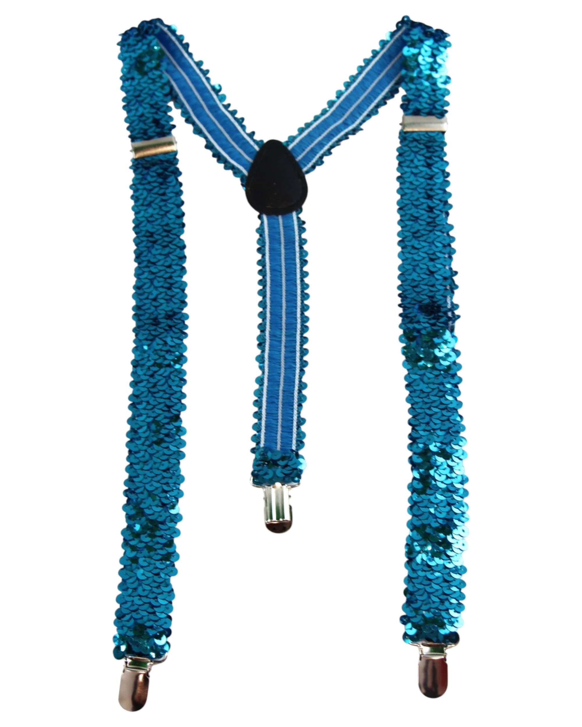 1 Zasel Unisex Adjustable 100cm Sequin Light Blue Suspenders - Blue, 1 of 3