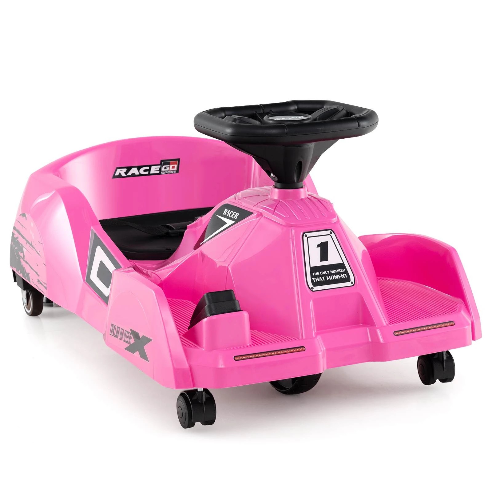 1 Costway 12V Ride on Car Battery Powered Remote Electric Go Kart - Pink, 1 of 1