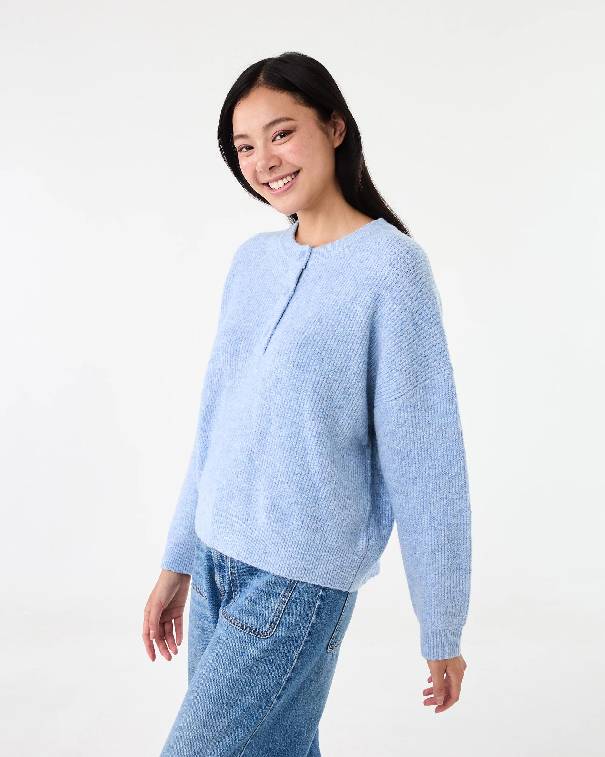 2 Quarter Button Jumper Chmbr Blue, 2 of 6