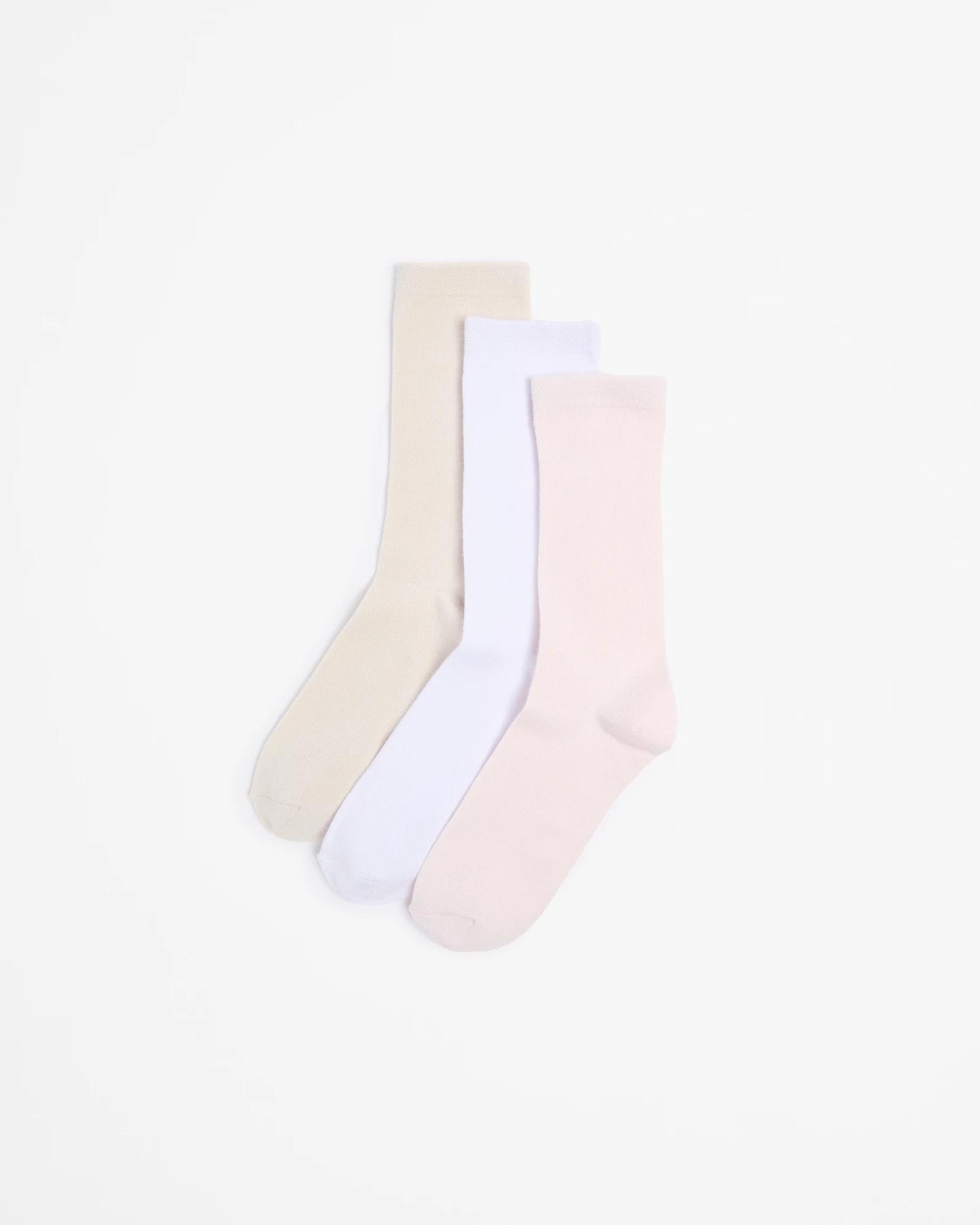 1 Target 3 Pack Bamboo Crew Boot Socks PINK/WHITE/OAT, 1 of 3