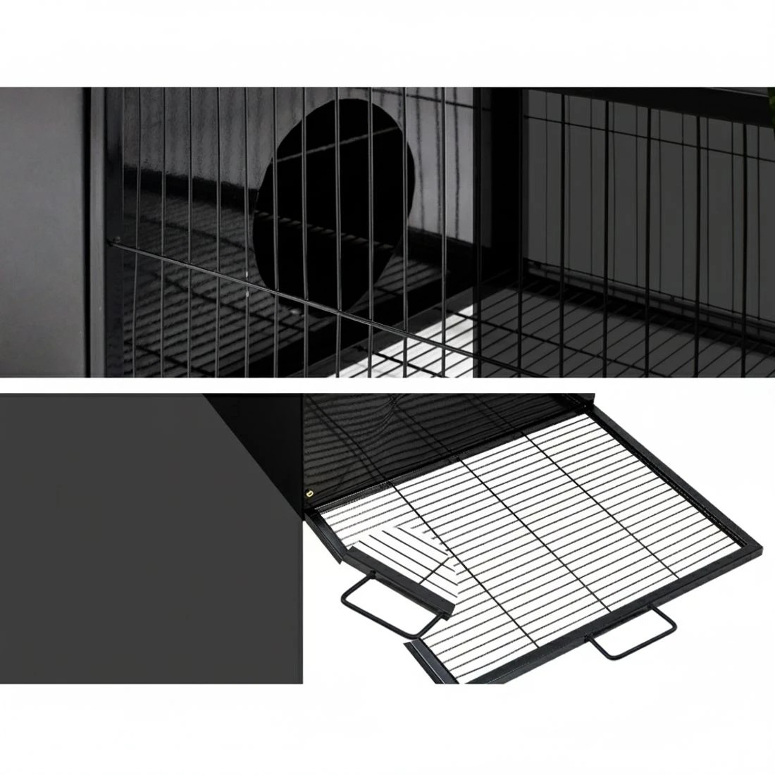 6 i.Pet Rabbit Cage Hutch 162x60cm Enclosure - Black, 6 of 6
