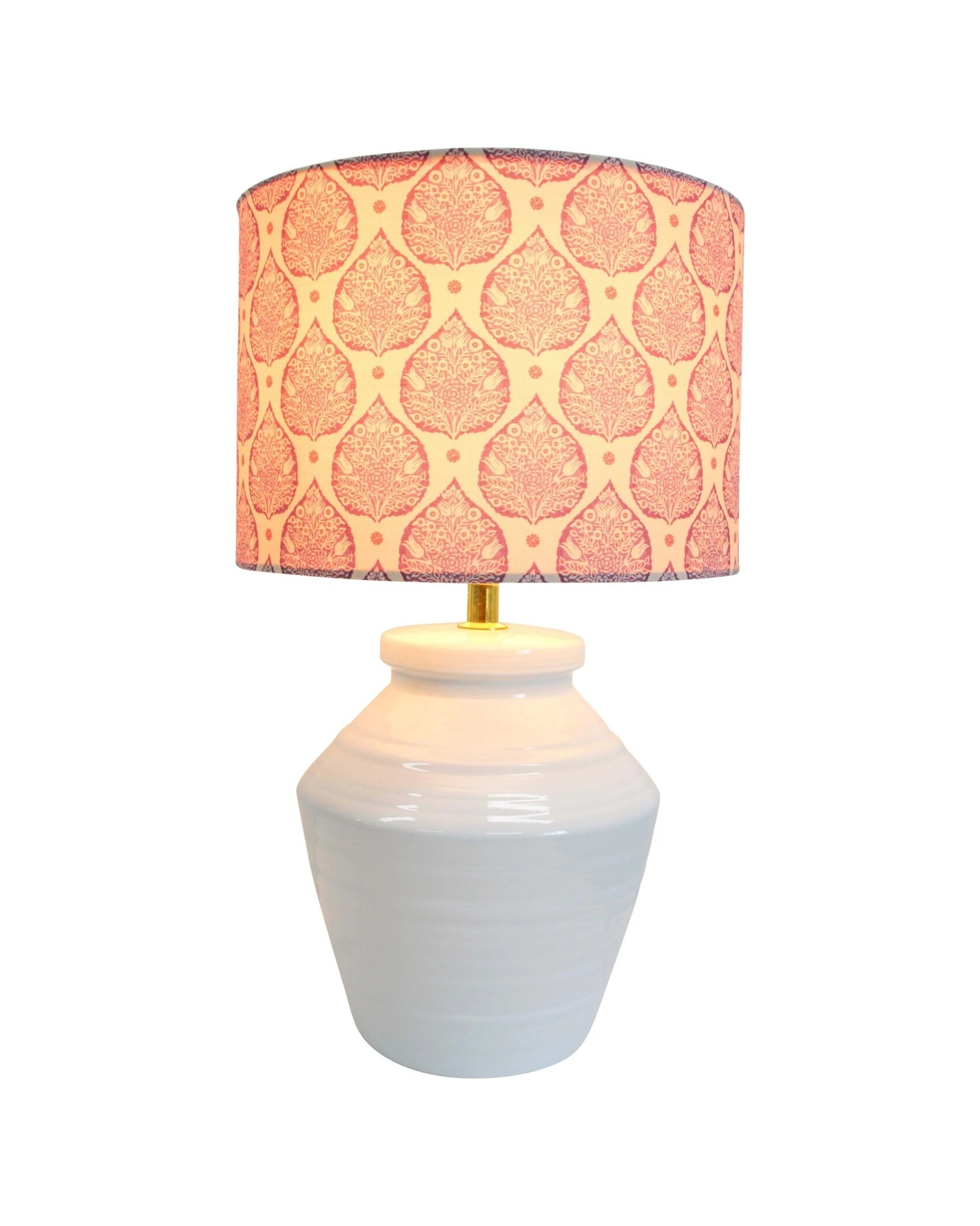 1 LVD Block Print Ceramic Linen Lamp Fantasy Tree Design - Multi, 1 of 3