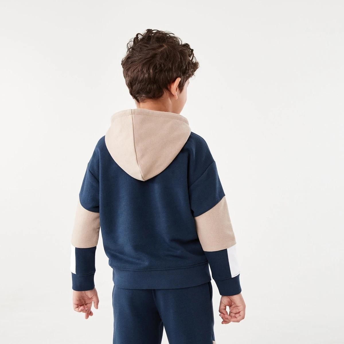 2 Colour Block Hoodie Dress Navy, 2 of 9