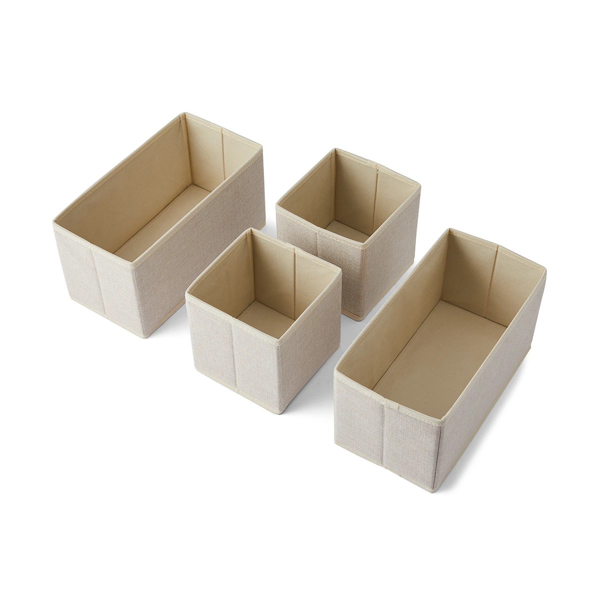 3 Set of 4 Linen Look Drawer Organisers, 3 of 9