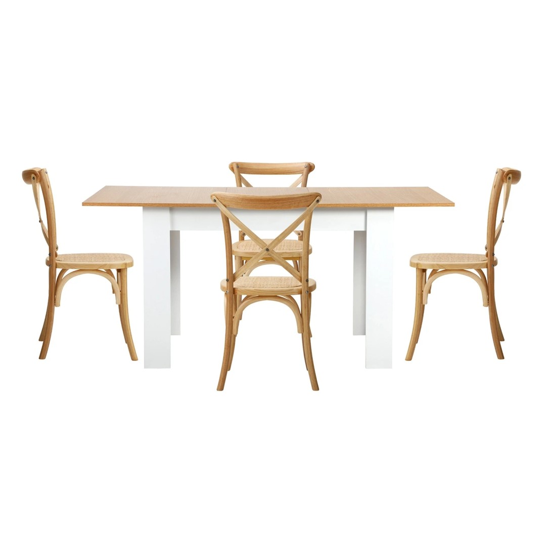 7 Oikiture 160cm Extendable Dining Table With 4pcs Dining Chairs Crossback Wooden
 - Multi, 7 of 10