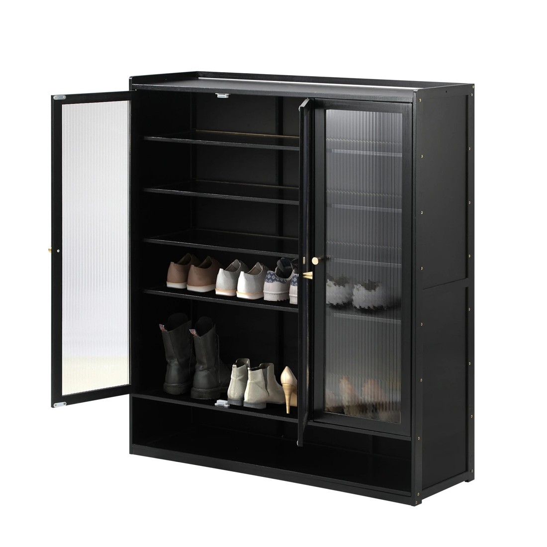 8 Oikiture Shoe Cabinet Shoes Storage Rack Organiser 3 Doors Shelf
 - Black, 8 of 9