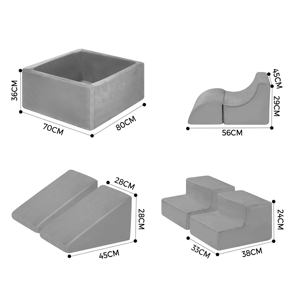 2 Playpals 6-Piece Kids Foam Climbing Blocks Set Activity Toys with Ball Pit - Grey, 2 of 3