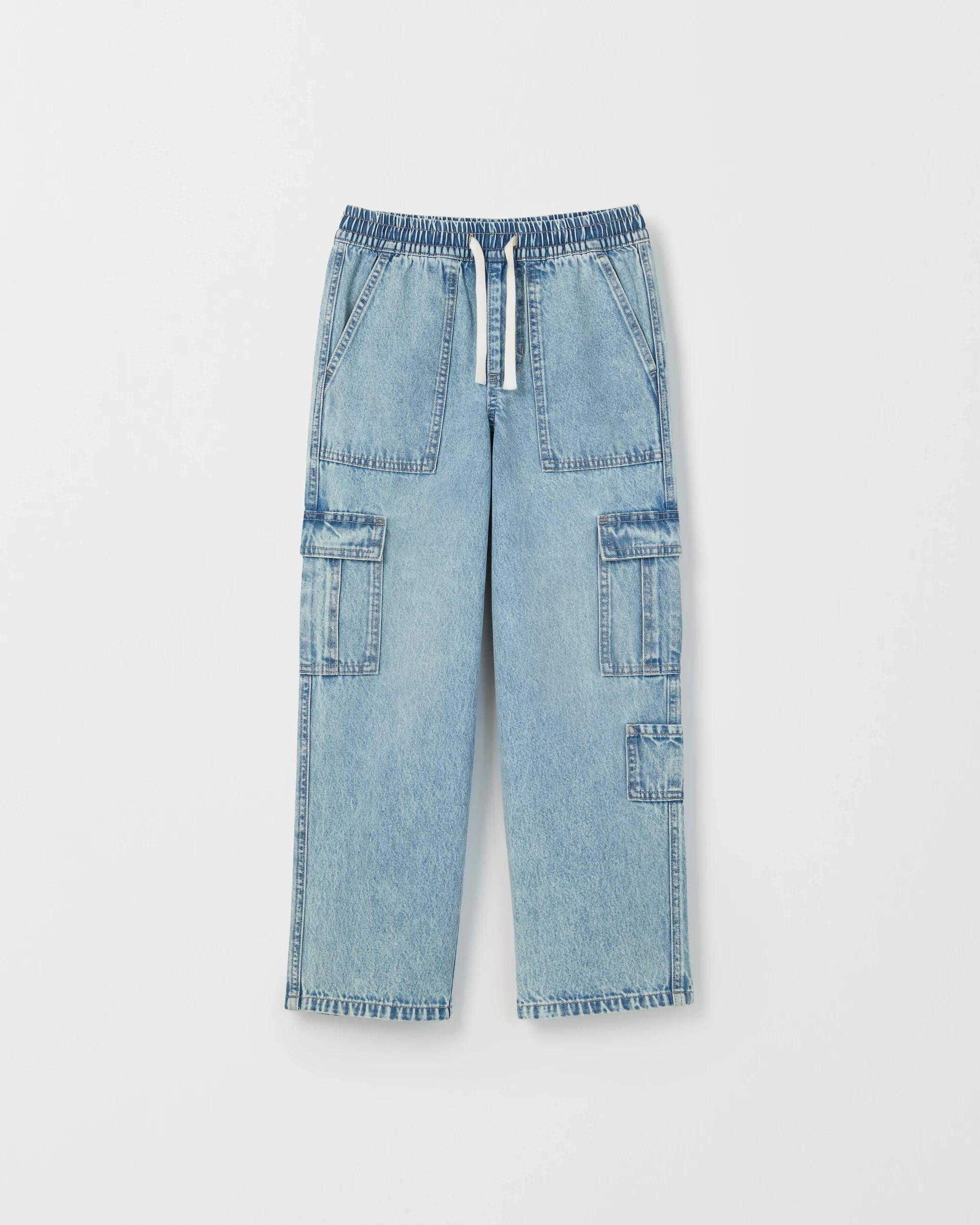 1 Target Denim Loose Fit Cargo Denim Jeans LIGHT WASH, 1 of 2