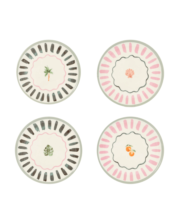 4 Pack Tropical Side Plates