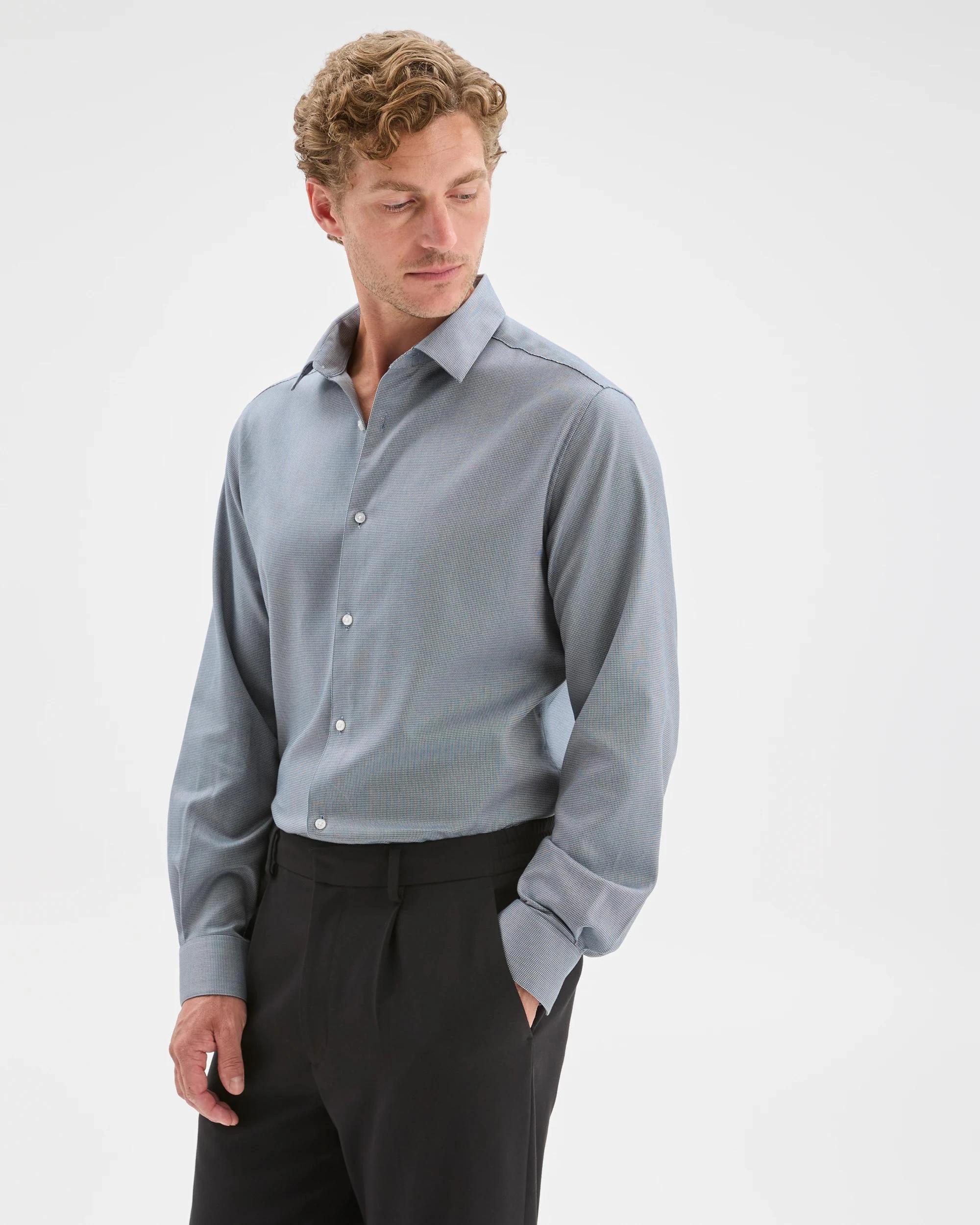 3 Preview Australian Cotton Textured Business Shirt FOREST GREEN, 3 of 7