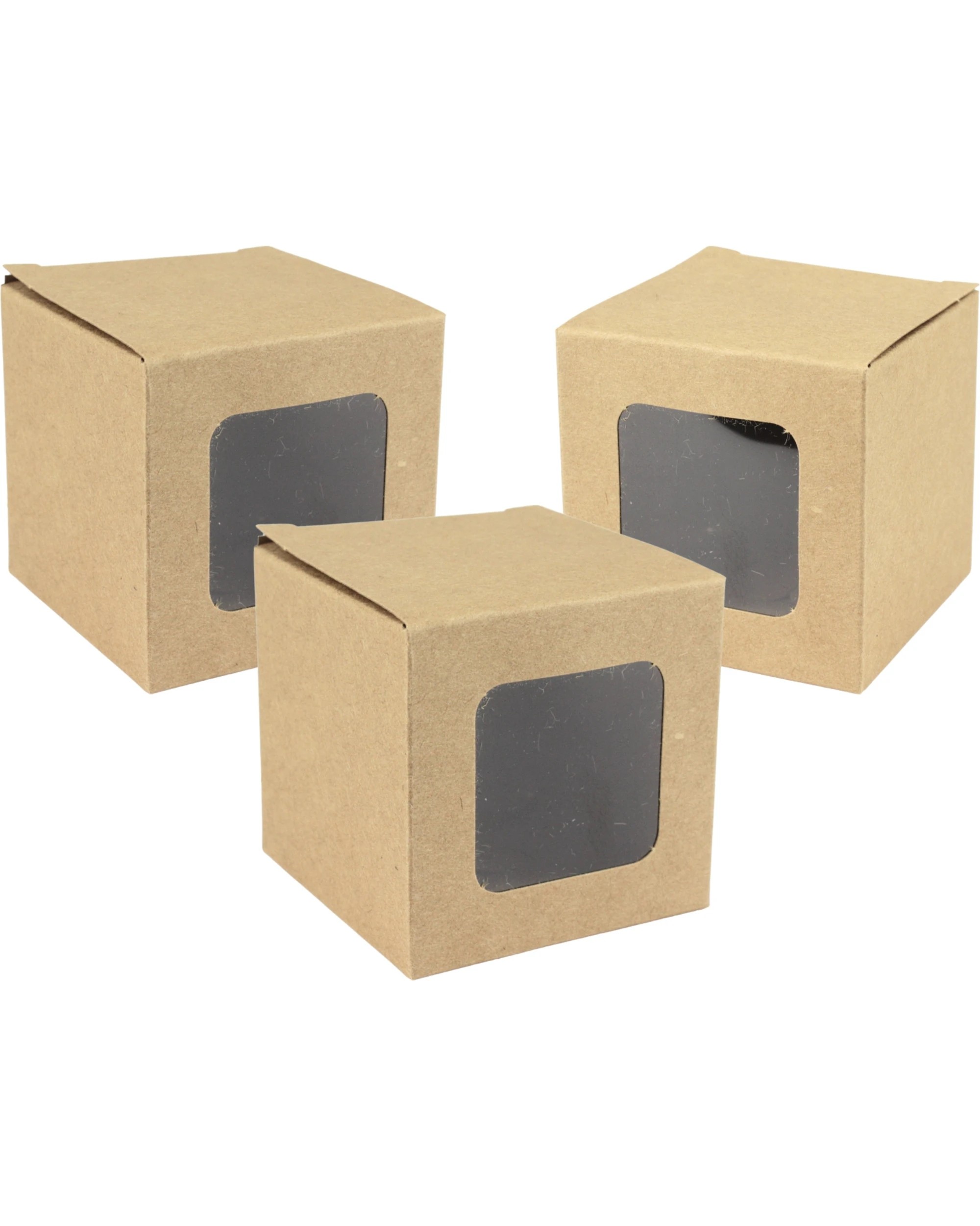 1 Party Maker Small Kraft Gift Boxes With Window 6cm Pack of 12 - Natural, 1 of 3