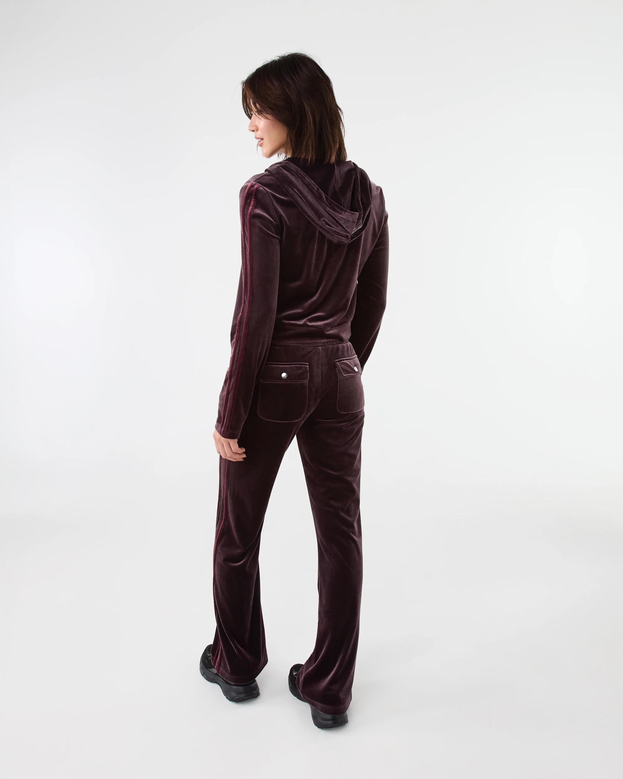 7 Velour Cropped Hoodie Choc Plum, 7 of 9