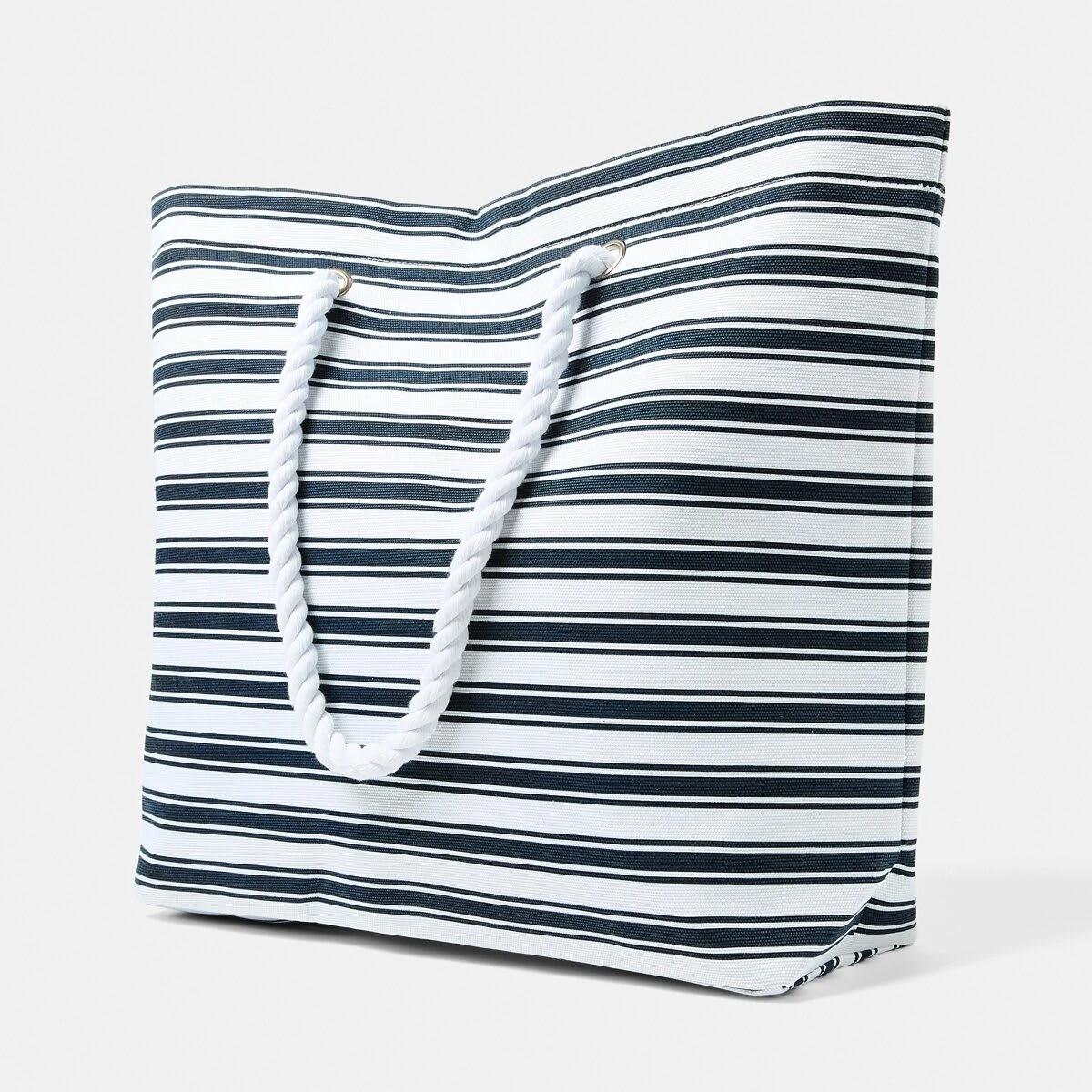 2 Rope Canvas Beach Bag NAVY STRIPE NAVY BLAZER, 2 of 5