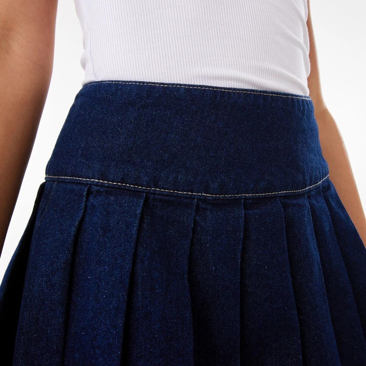 5 Pleat Denim Mini Skirt Indigo, 5 of 7