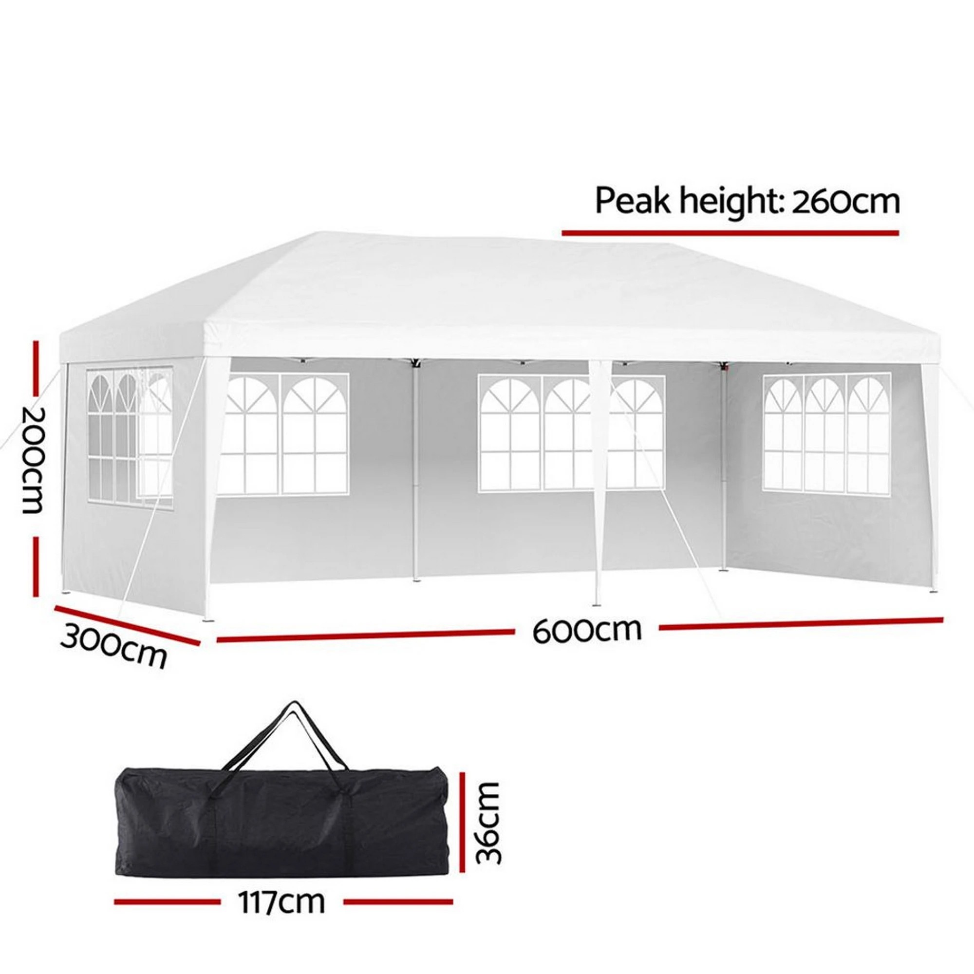 3 Instahut Gazebo Pop Up Marquee  Wedding Party Outdoor Camping Tent Canopy Side Wall - White, 3 of 7