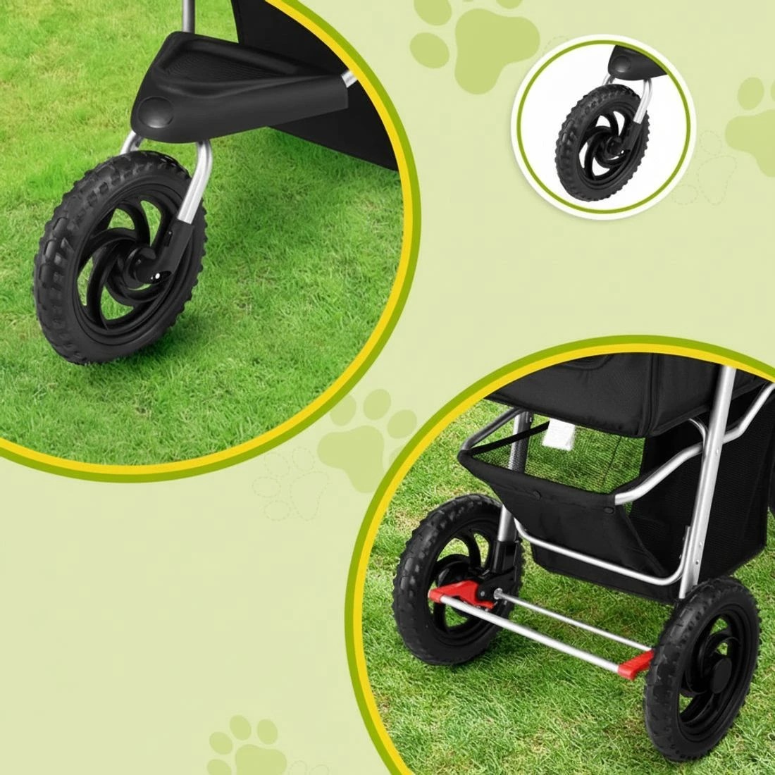 6 i.Pet Pet Stroller Dog Pram Large Cat Carrier Travel 3 Wheels Foldable Pushchair - Black, 6 of 7