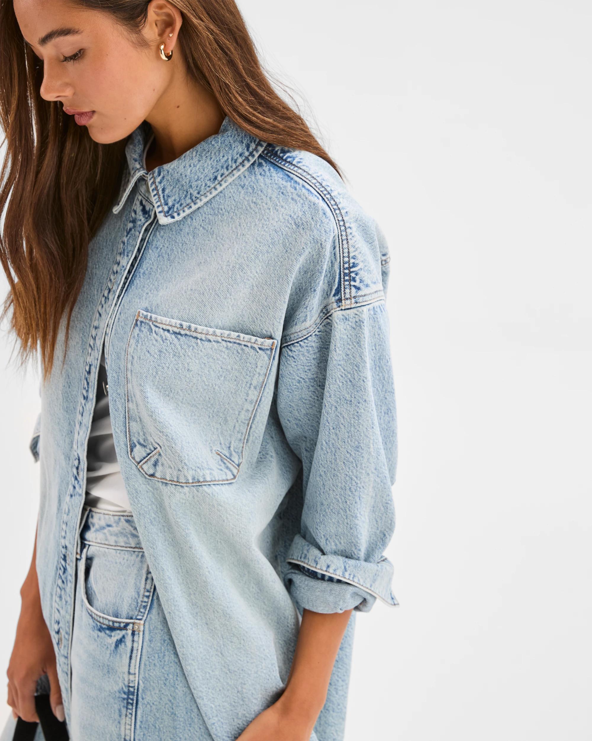 6 Lily Loves Denim Oversized Shirt SALTY BLUE, 6 of 10