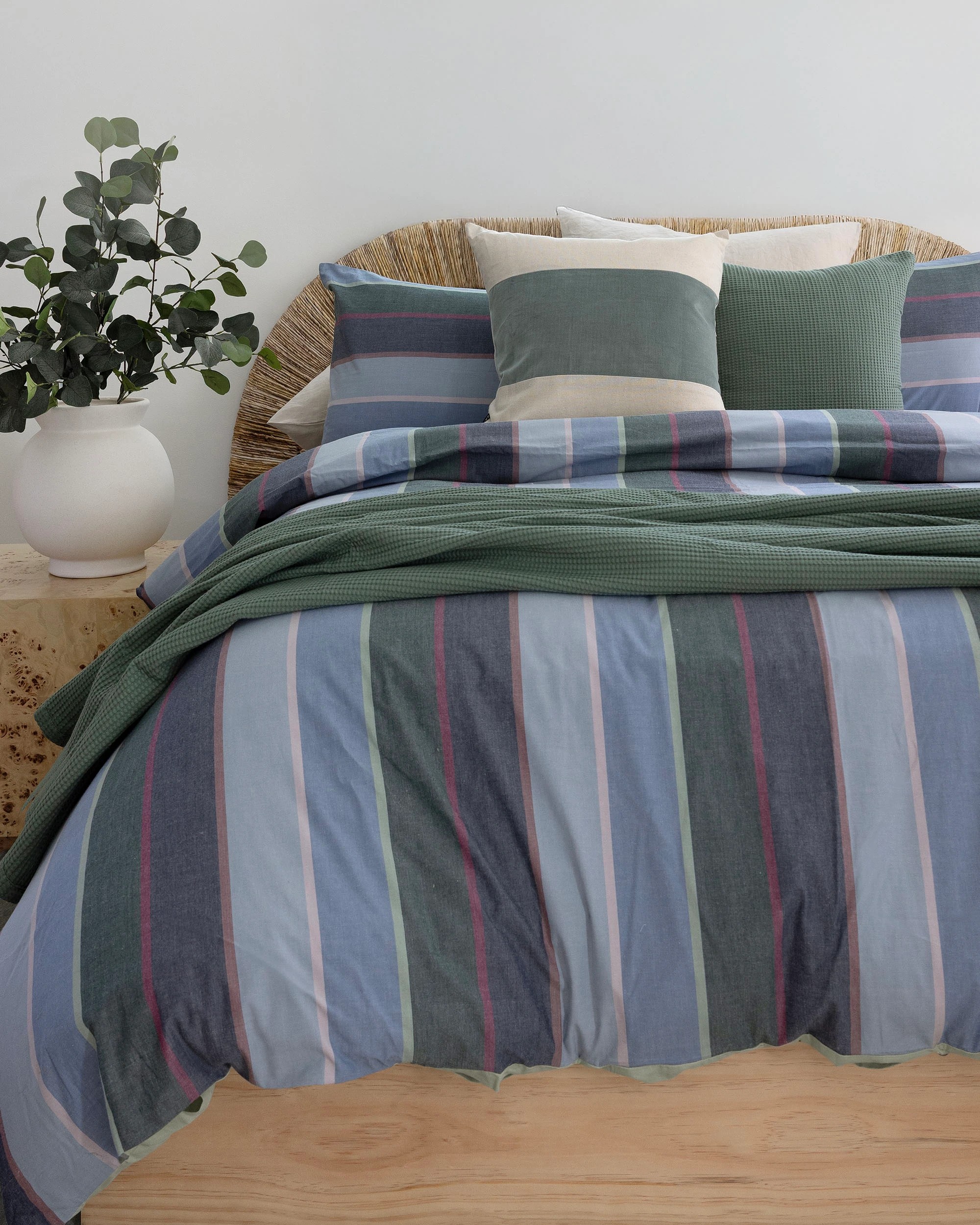 1 Bambury 3pc Kaia Yarn Dyed Cotton Quilt Cover Bedding Set - Super King Bed - Multi, 1 of 4