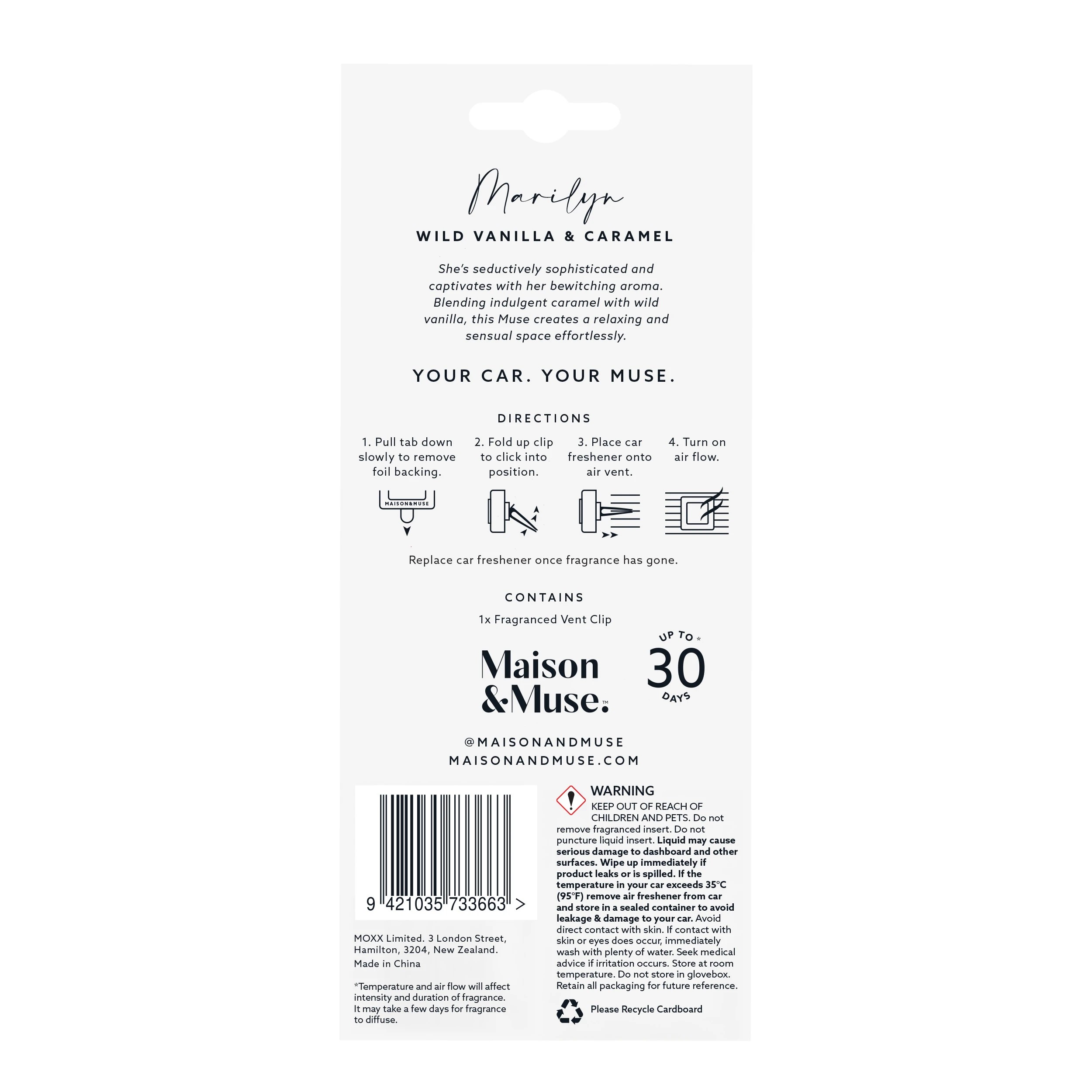 2 Maison and Muse Marilyn Car Air Freshener - Wild Vanilla and Caramel, 2 of 7