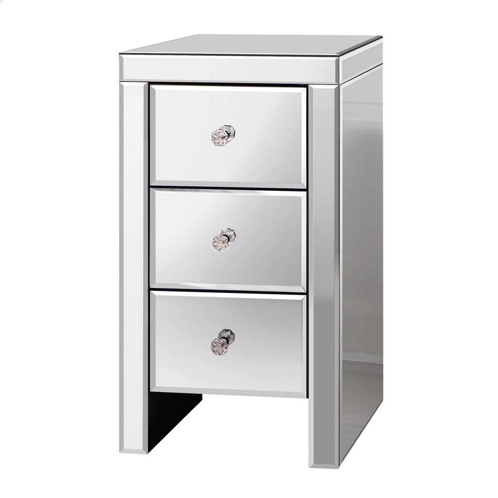 1 Alfordson Bedside Table Mirrored Cabinet Nightstand Side End Table Drawers - Silver, 1 of 10