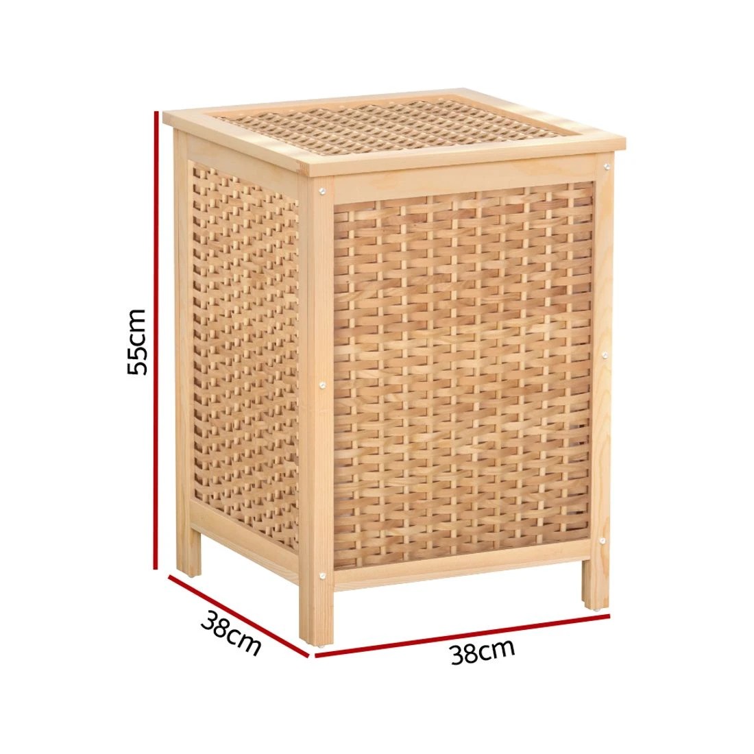 2 Artiss Laundry Hamper Wooden Bathroom Storage Cabinet - Brown, 2 of 6