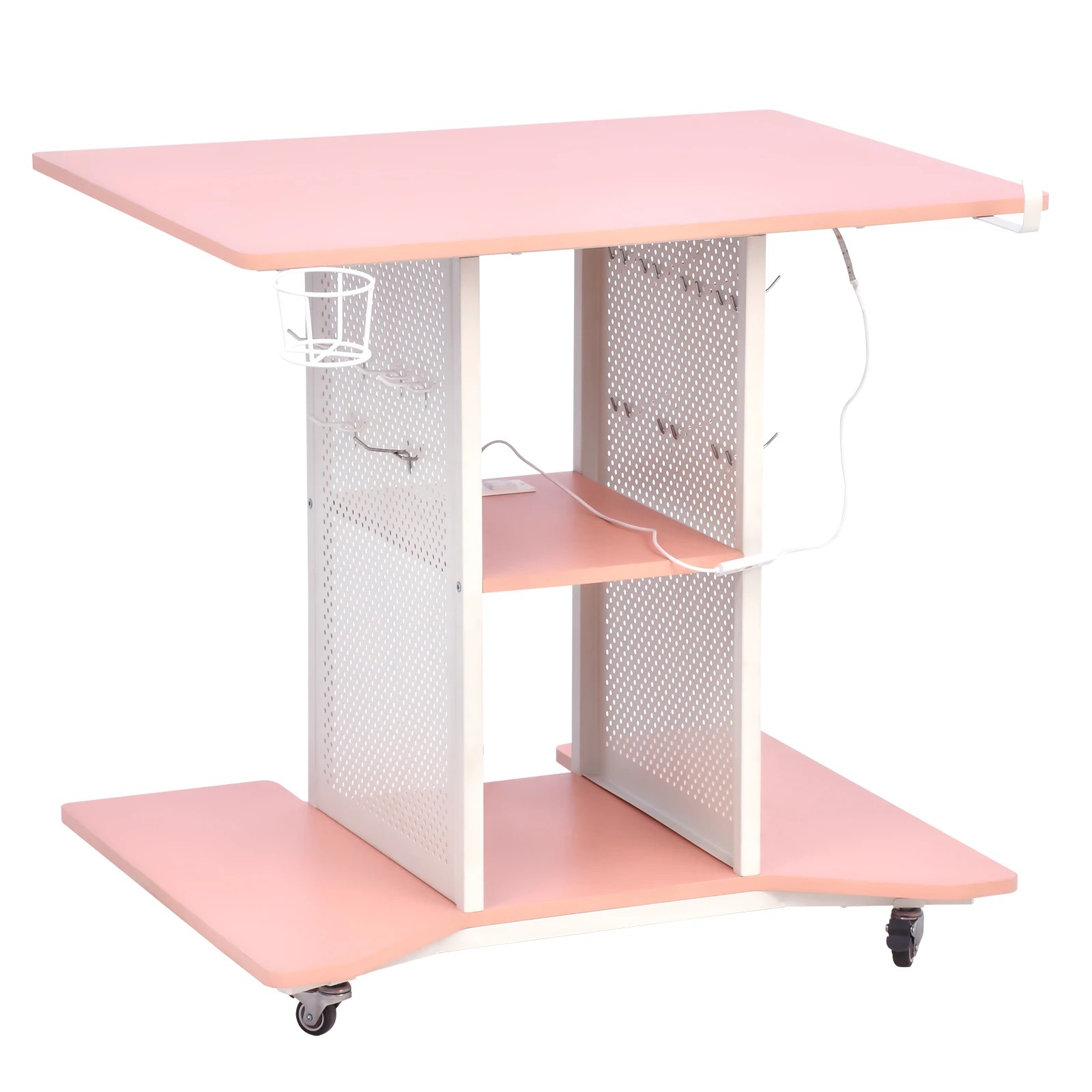 7 Advwin Movable Gaming Desk with LED Lights & Power Outlet, 7 of 8