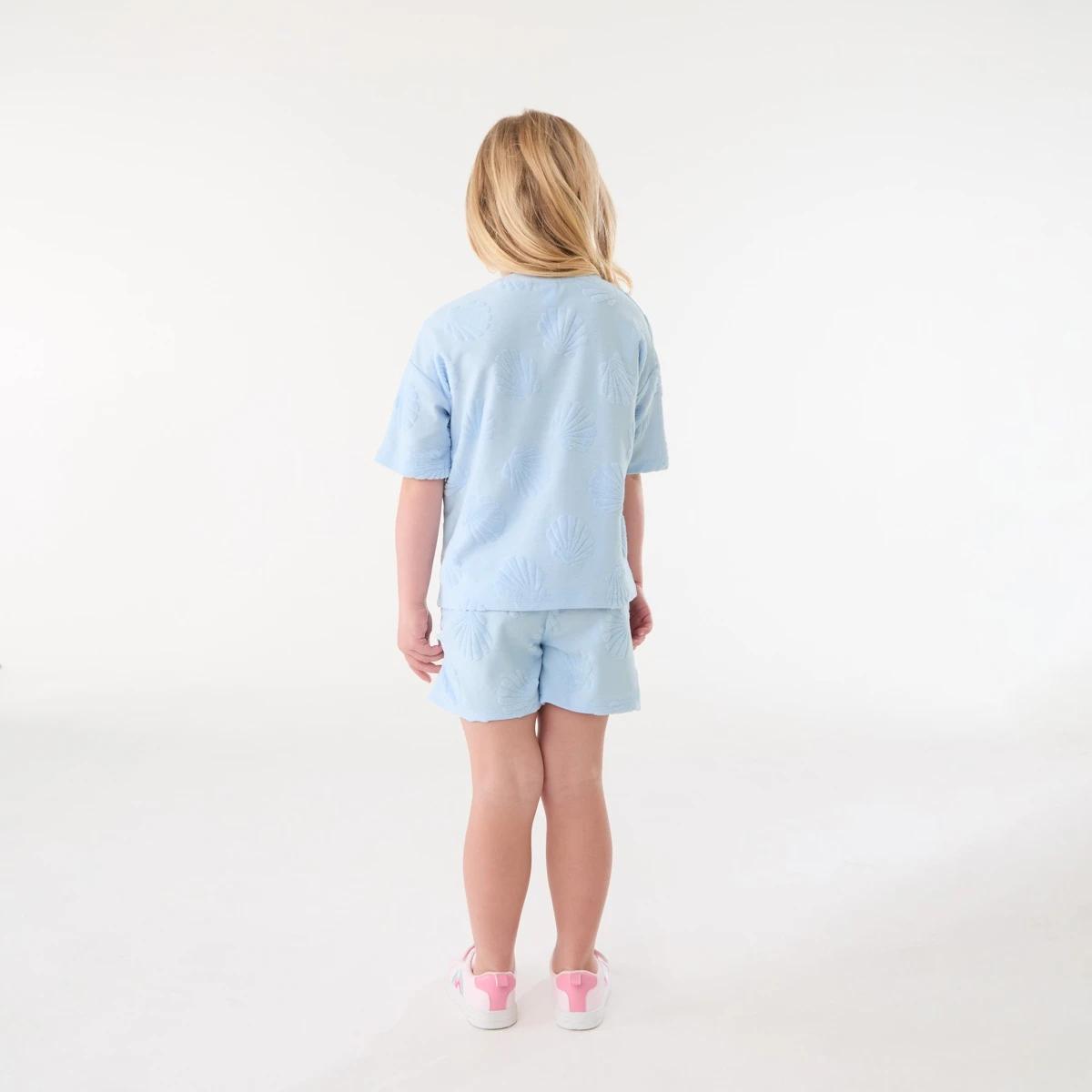 6 Short Sleeve Texture T-shirt Blu Shell, 6 of 6