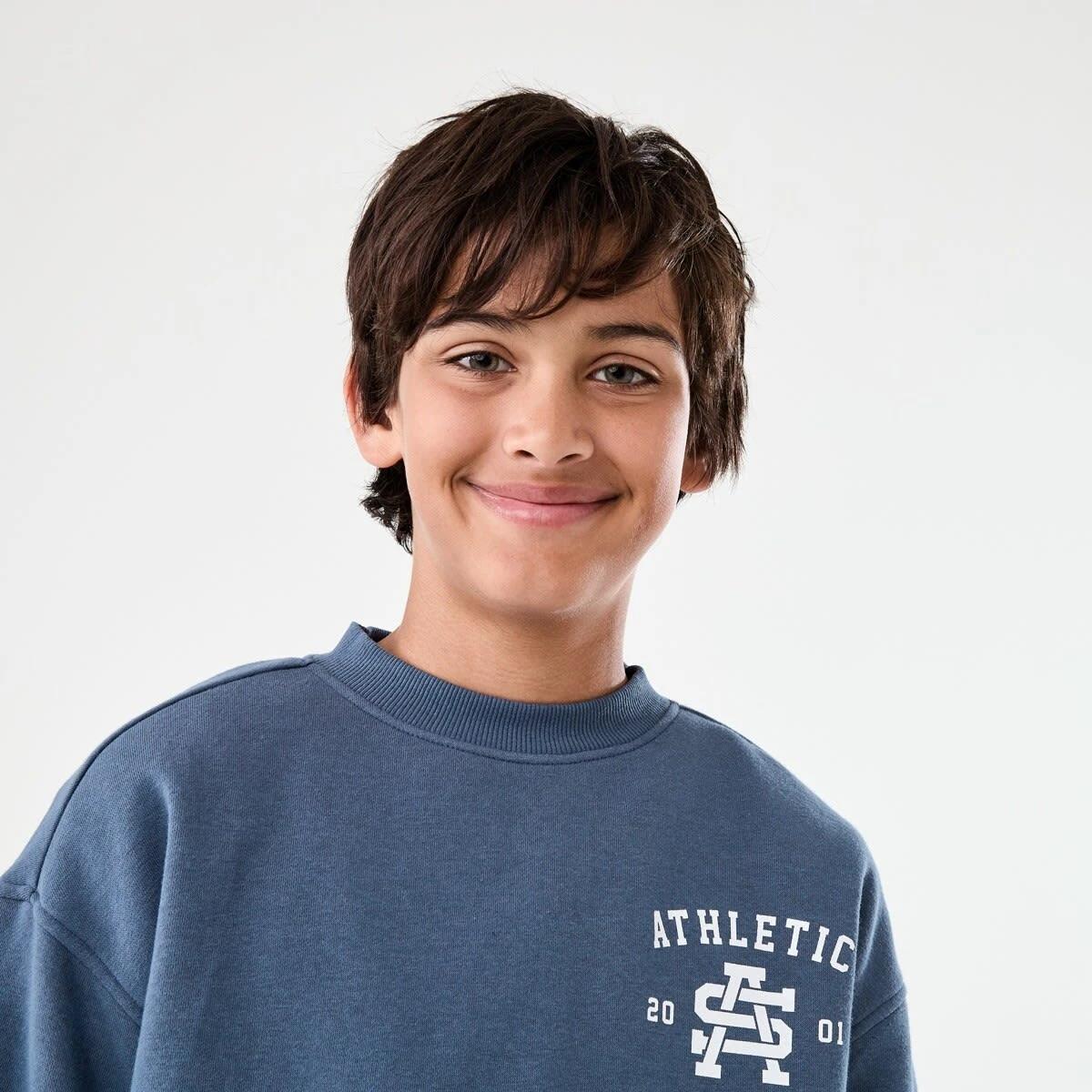 3 Oversized Graphic Crew Neck Sweatshirt Blu Athlet, 3 of 9