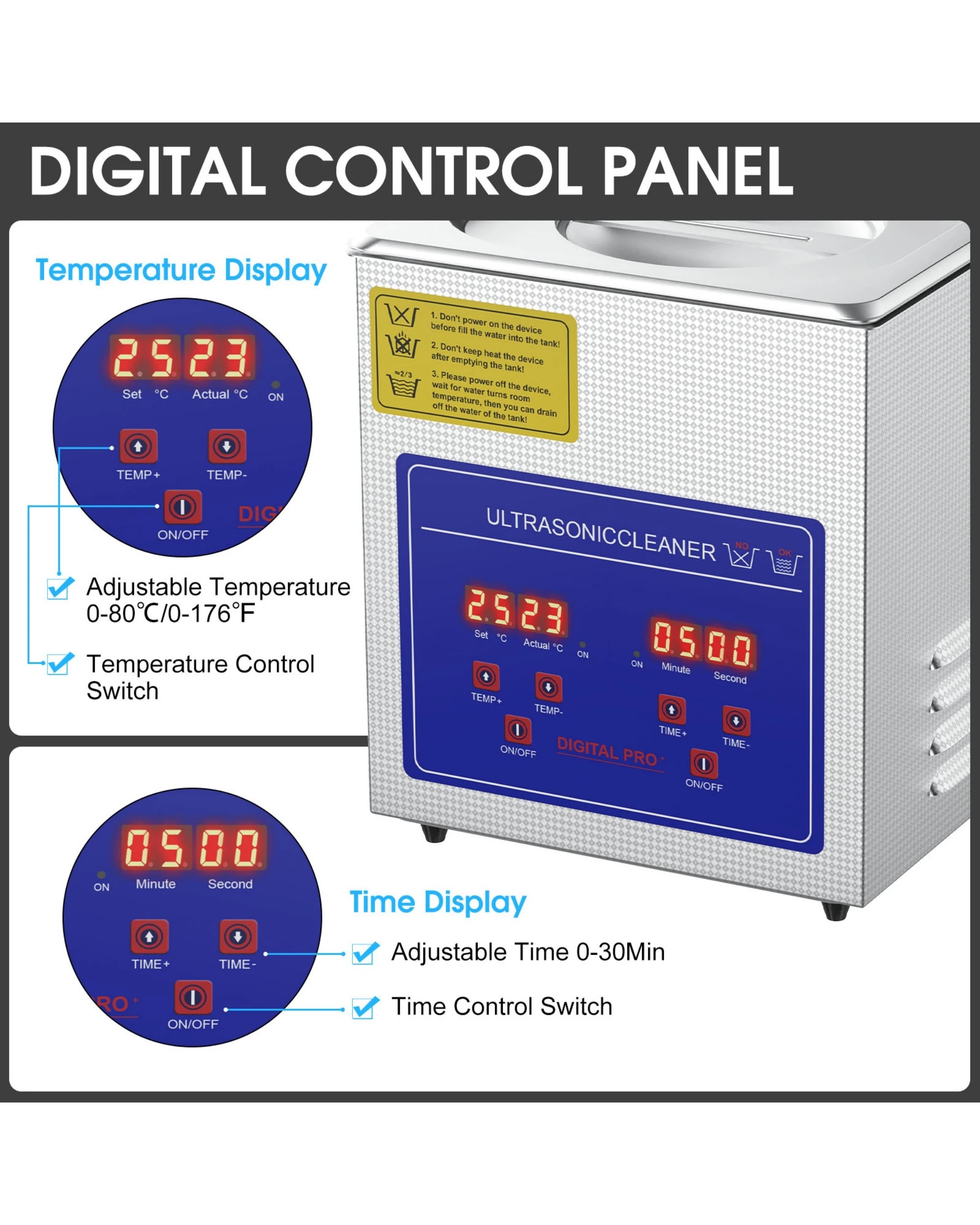 4 ADVWIN 2L Ultrasonic Jewellery Cleaner Machine, 42kHz, SUS 304, for Eyeglasses, Earrings, Rings, Necklaces, Dentures, 4 of 7