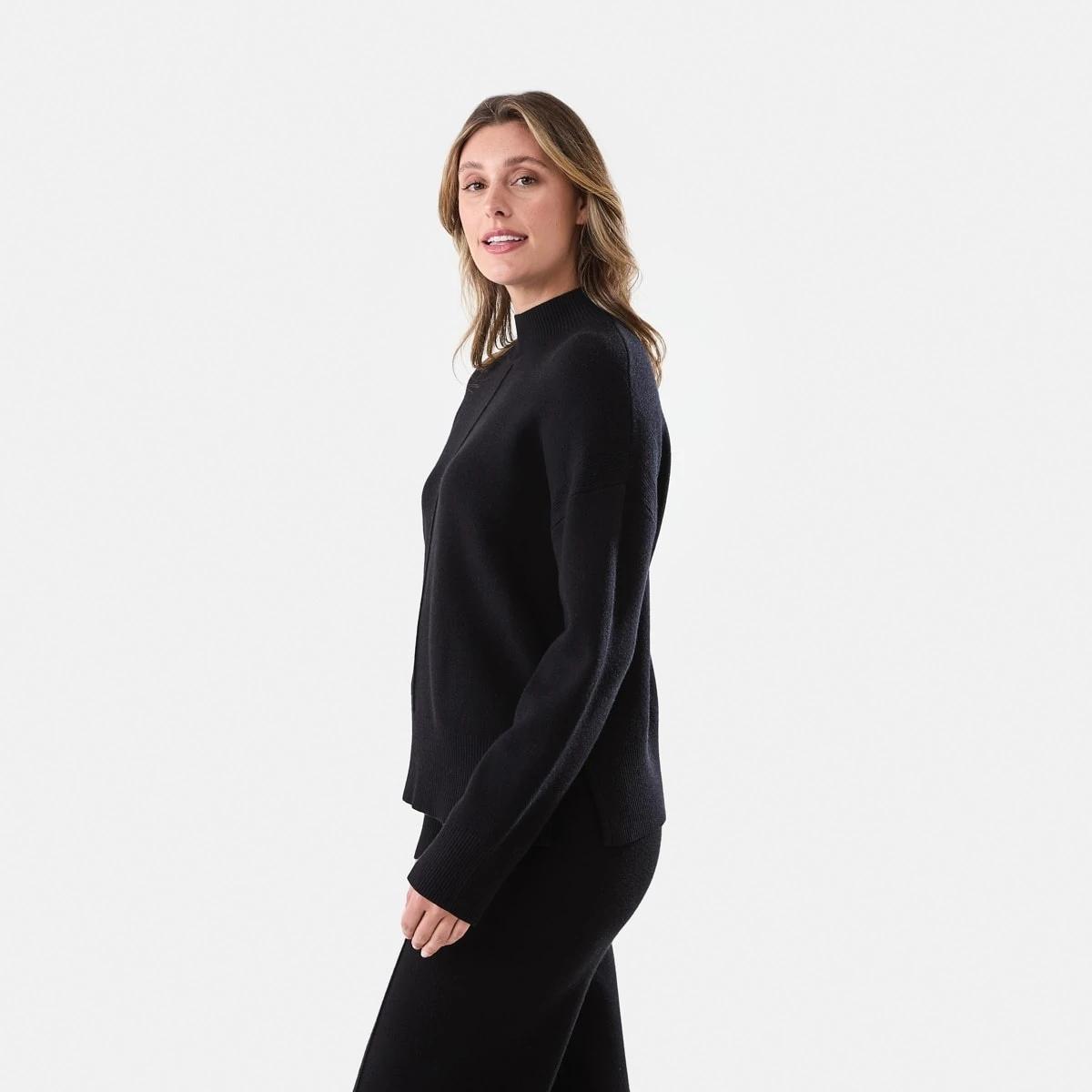 2 Compact Mock Neck Jumper Black, 2 of 6