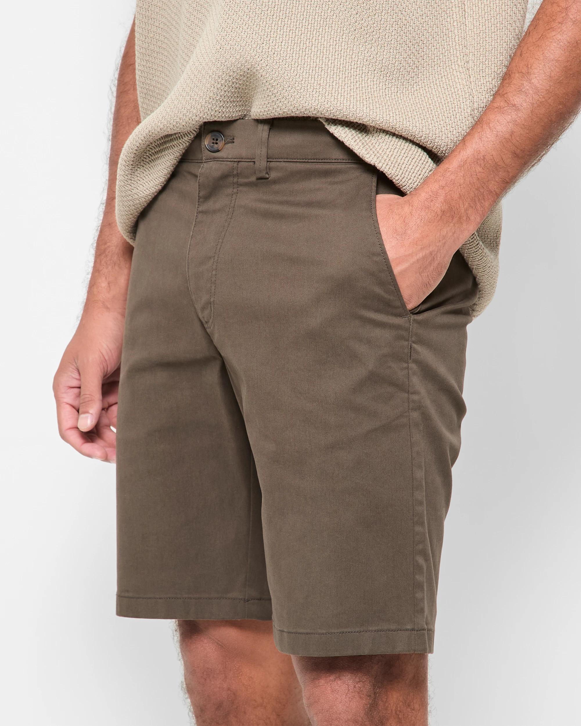 3 Target Australian Cotton Regular Stretch Chino Shorts DARK OLIVE, 3 of 5