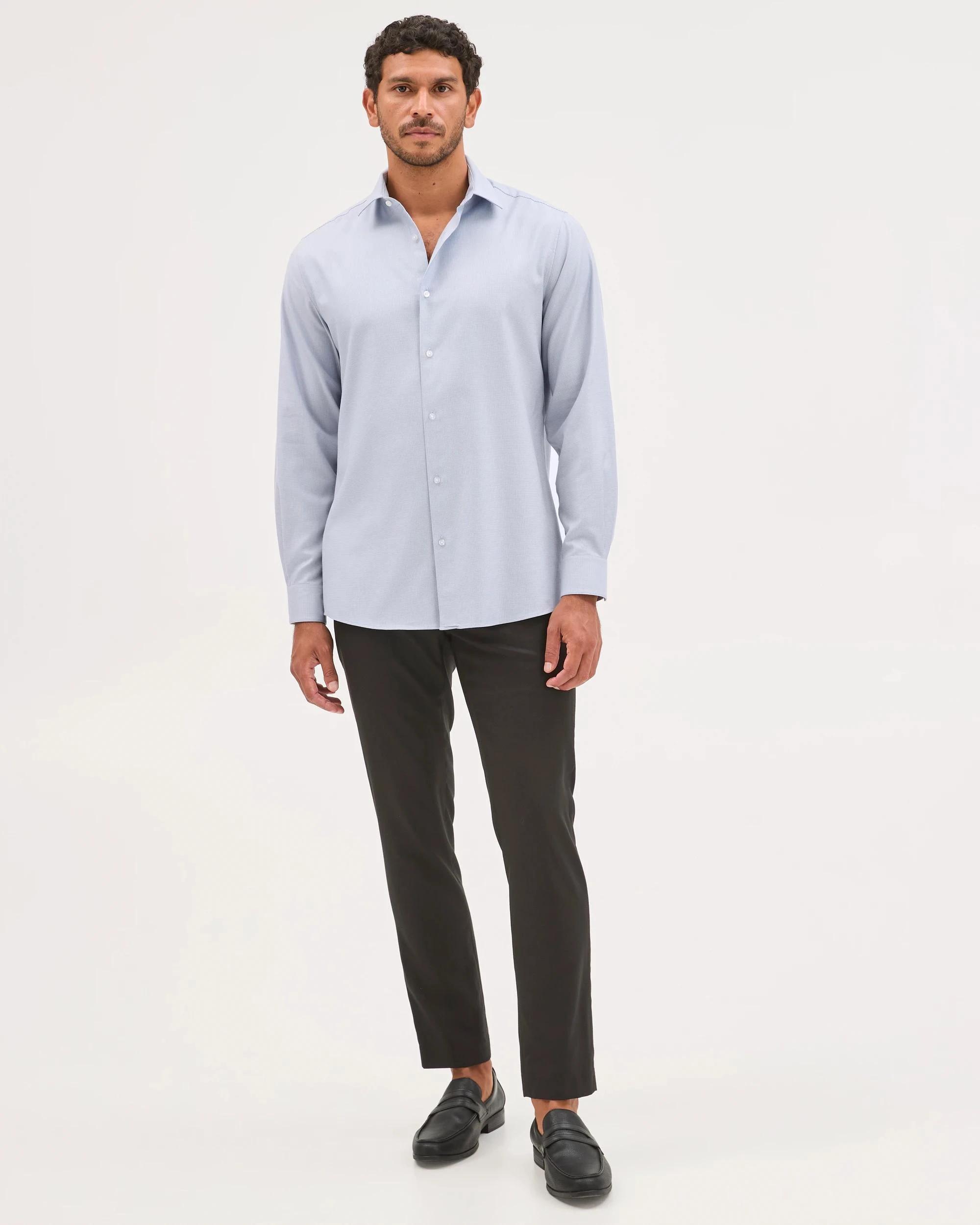 3 Preview Australian Cotton Micro Geo Print Shirt BLUE, 3 of 7
