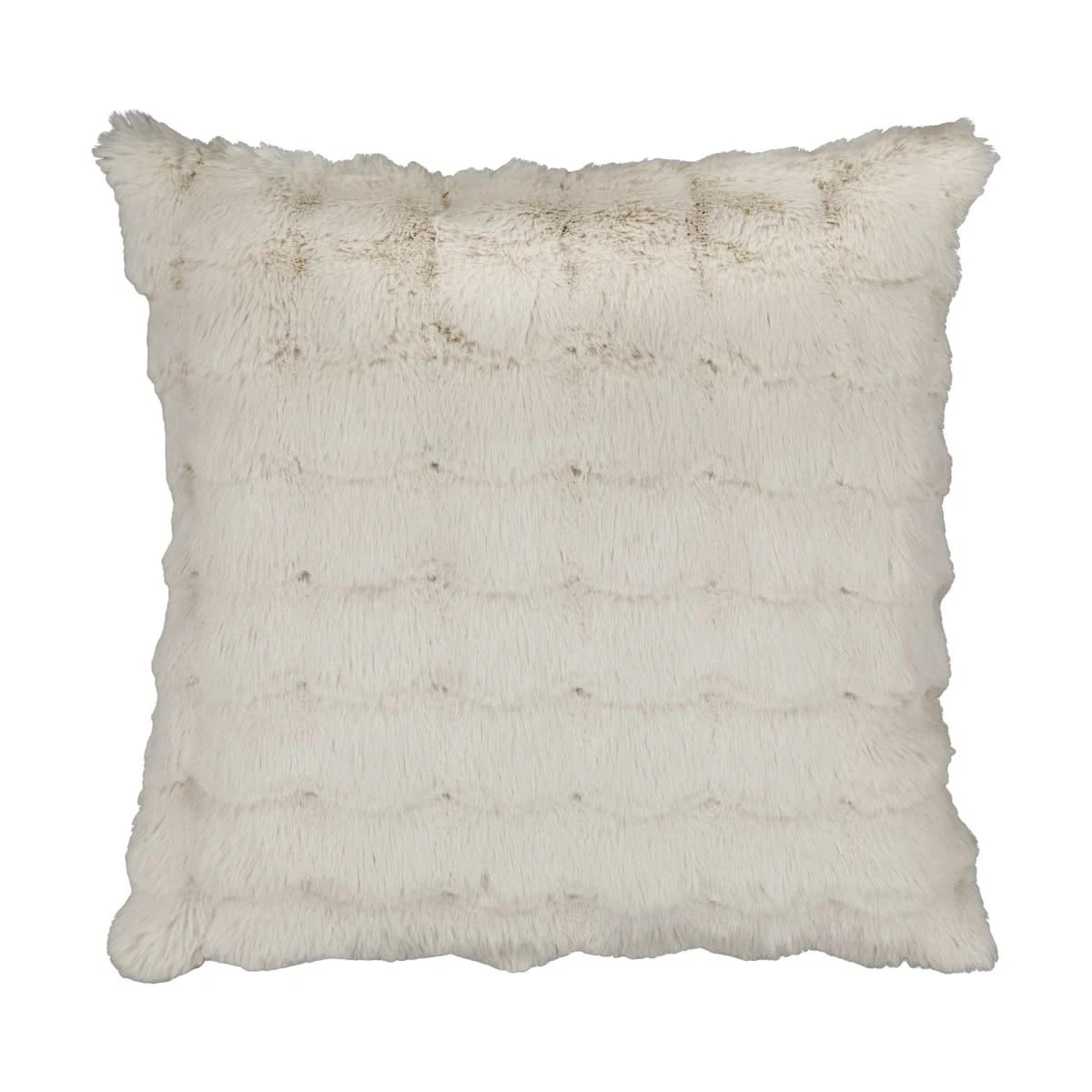 1 60cm Wave Faux Fur Cushion - Taupe, 1 of 4